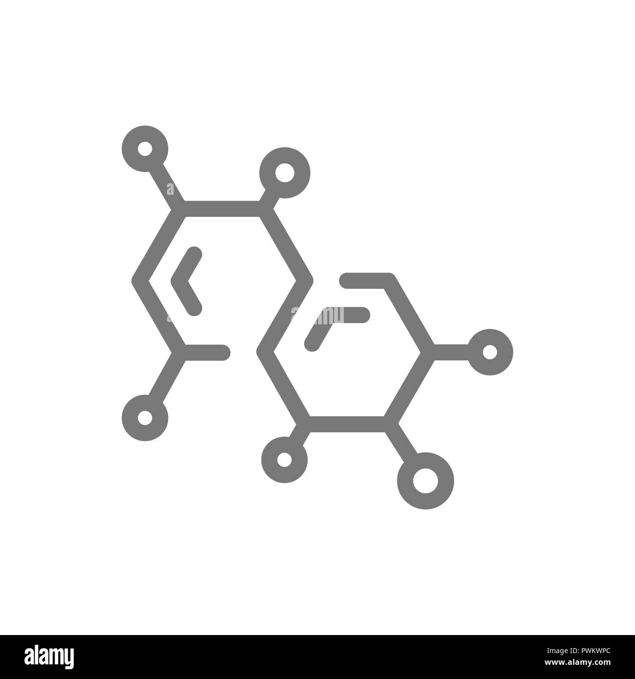 Semplice formula chimica e la molecola icona linea. Simbolo e segno illustration design. Isolato su sfondo bianco Foto Stock