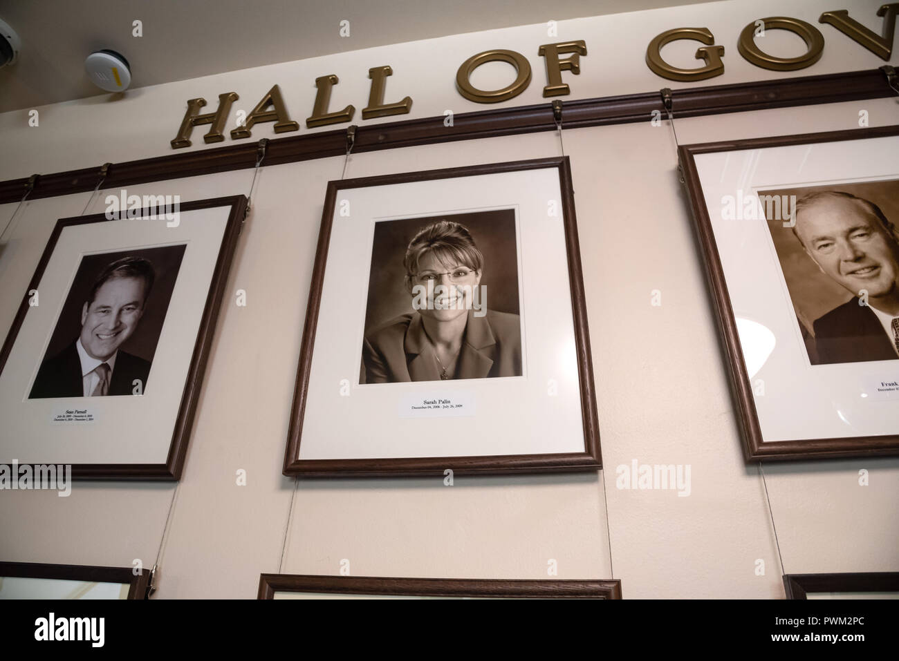 Foto di Sarah Palin ,Hall dei governatori, l Alaska State Capitol , la città e il borgo di Juneau, la città capitale di Alaska, STATI UNITI D'AMERICA Foto Stock