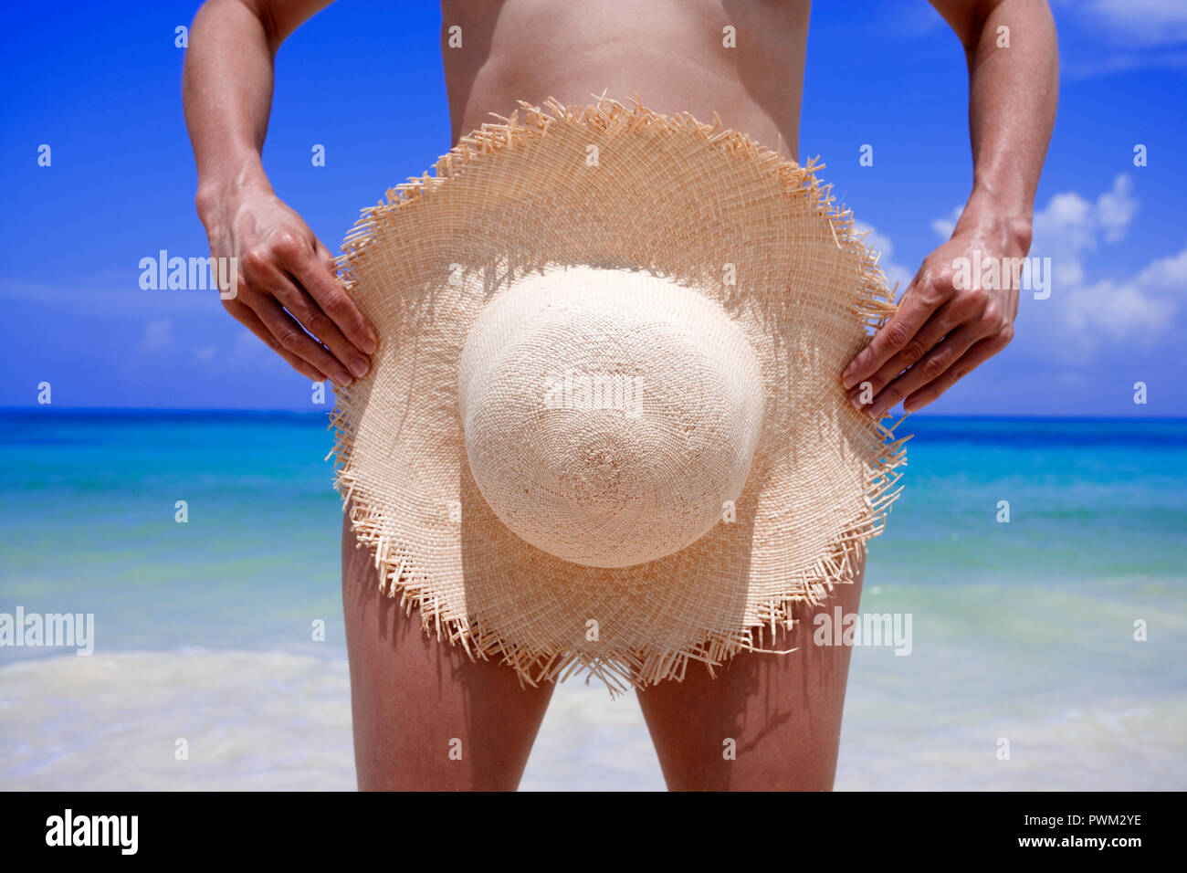 Donna relax sulla spiaggia in Messico Foto Stock