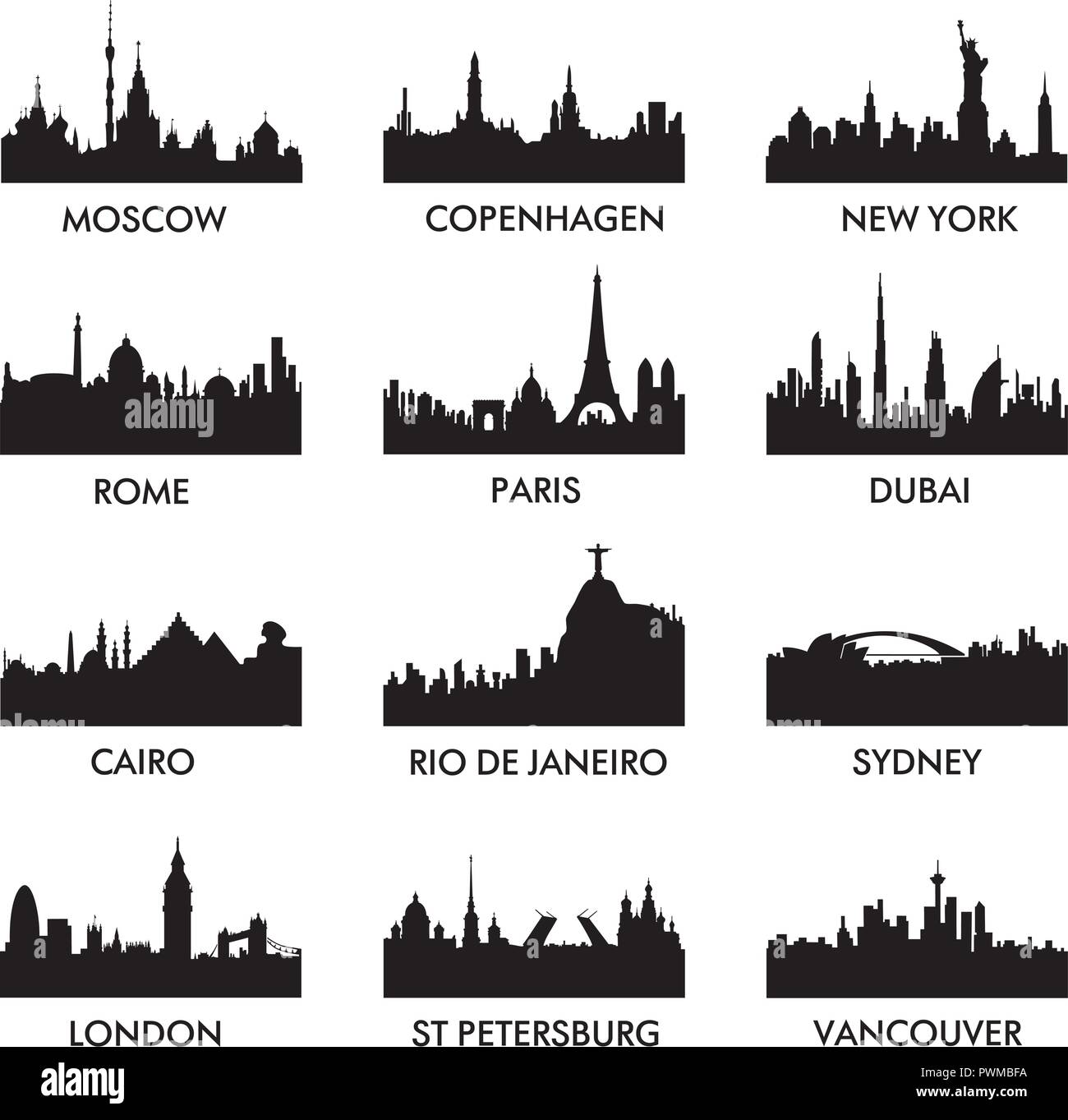 Città ​​silhouette illustrazione vettoriale Illustrazione Vettoriale