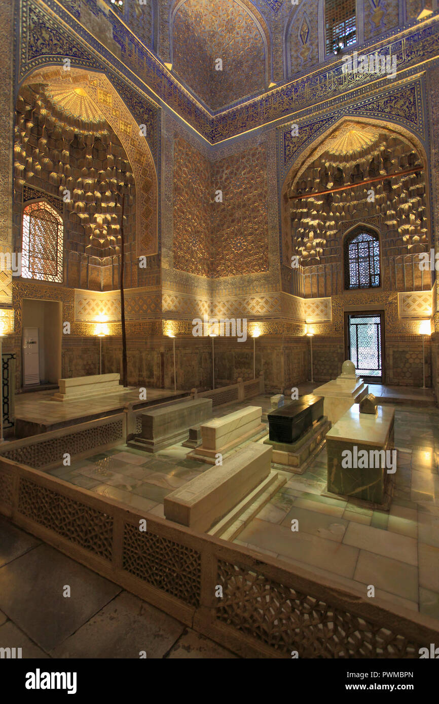 Uzbekistan, Samarcanda, Gur-e-Amir, Guri Amir, Mausoleo di, Tamerlane, Timur, interna Foto Stock