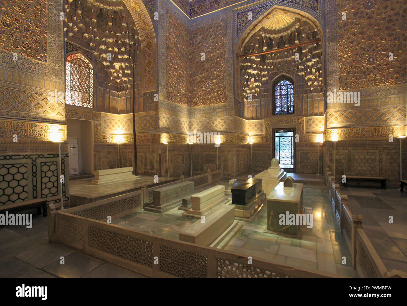 Uzbekistan, Samarcanda, Gur-e-Amir, Guri Amir, Mausoleo di, Tamerlane, Timur, interna Foto Stock