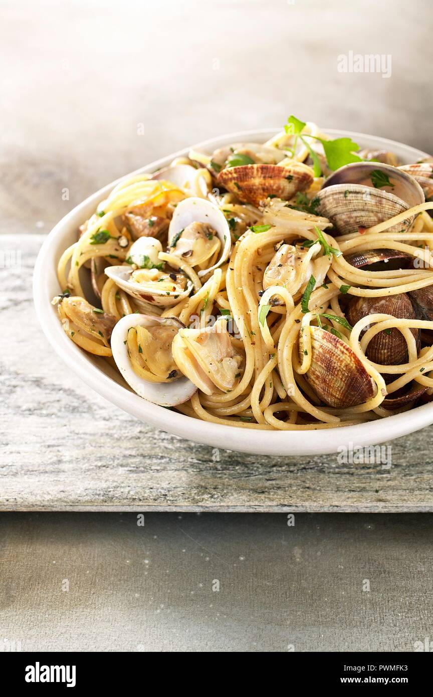 Spaghetti vongole Foto Stock
