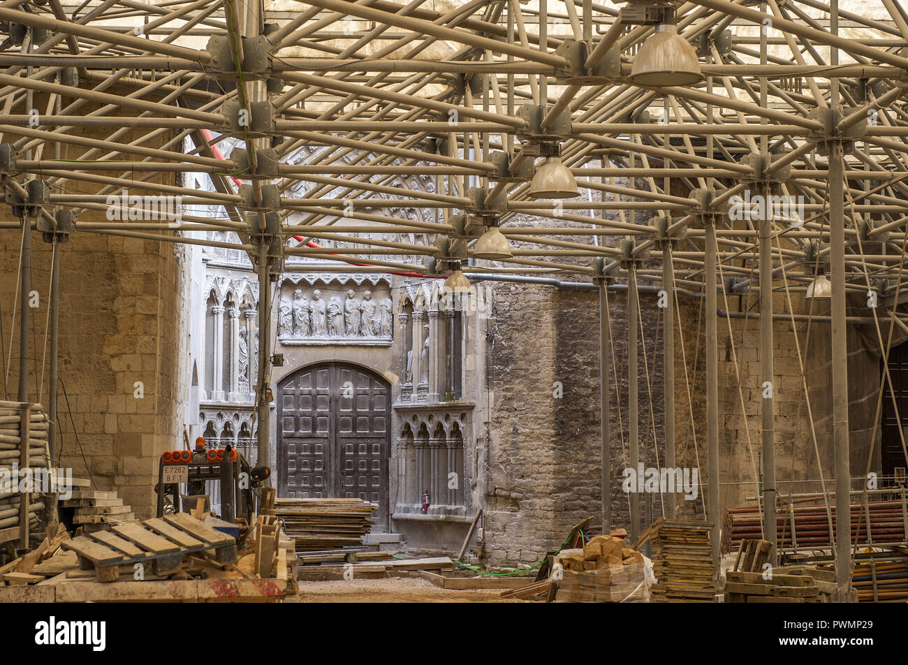 Spagna, comunità autonoma basca, provincia di Alava, Vitoria-Gasteiz, Cattedrale di Santa Maria, edificio del millennio vault Foto Stock