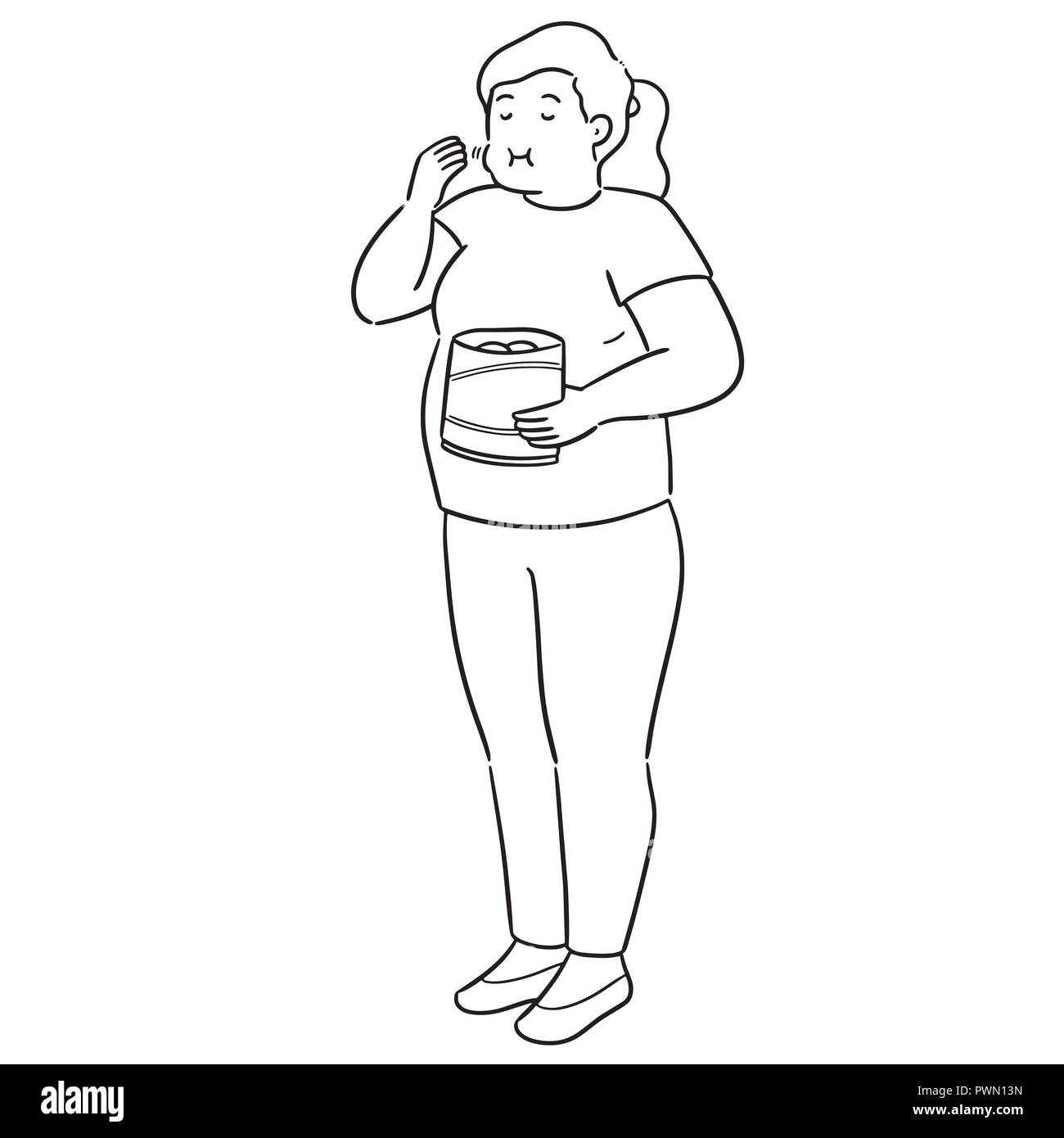 Vettore di donna mangiando snack Illustrazione Vettoriale