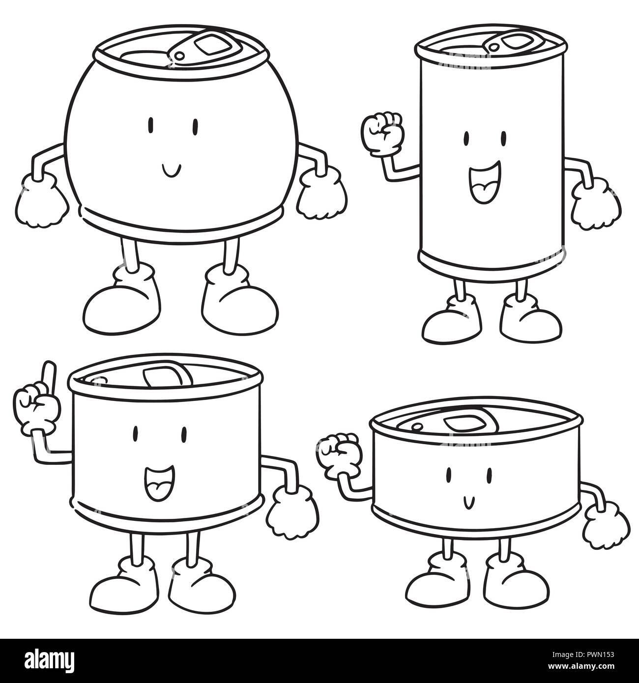 Set di vettore di può cartoon Illustrazione Vettoriale
