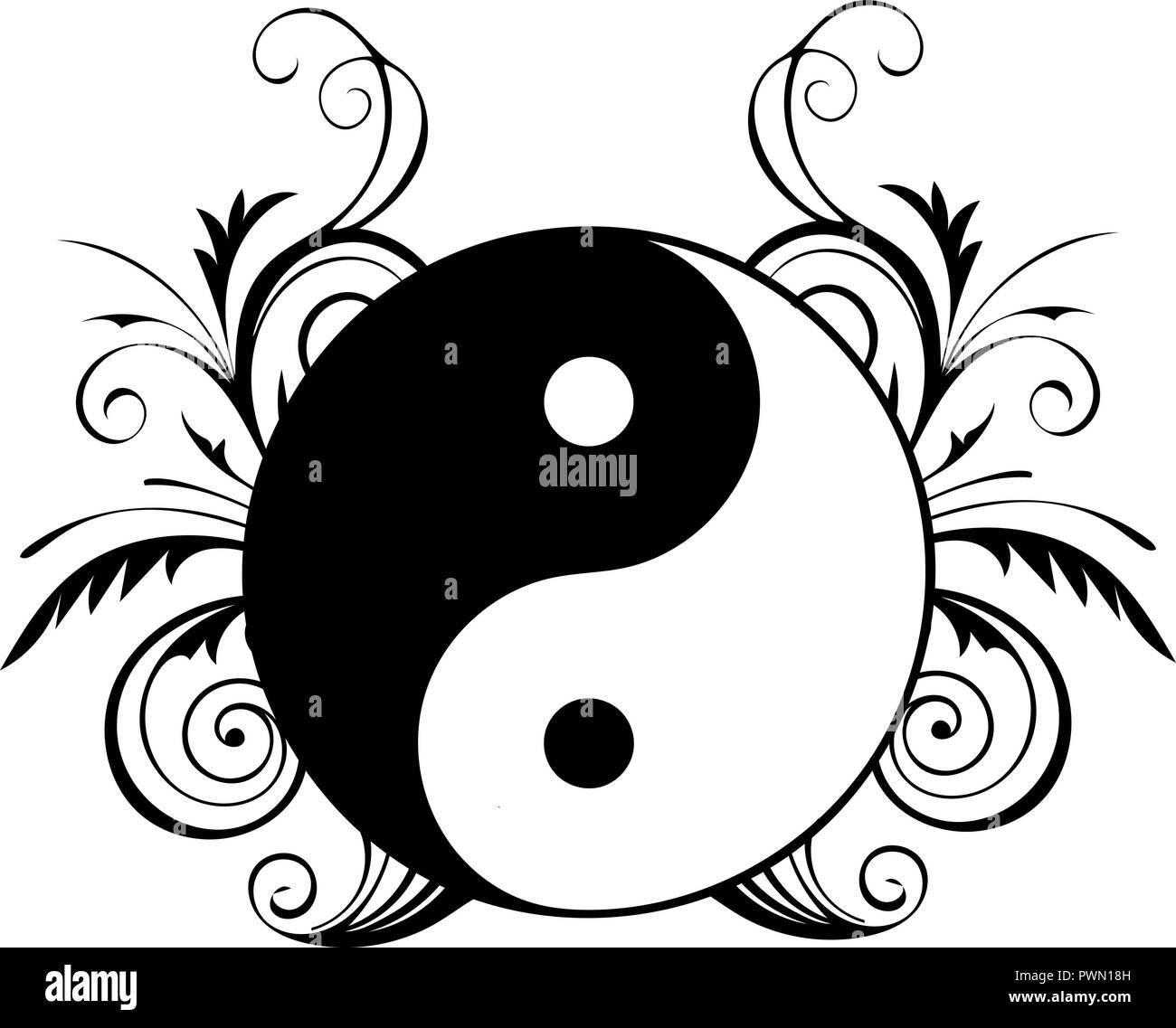 Illustrazione vettoriale di religione, Ying e Yang, Tao, Zen, cultura Illustrazione Vettoriale
