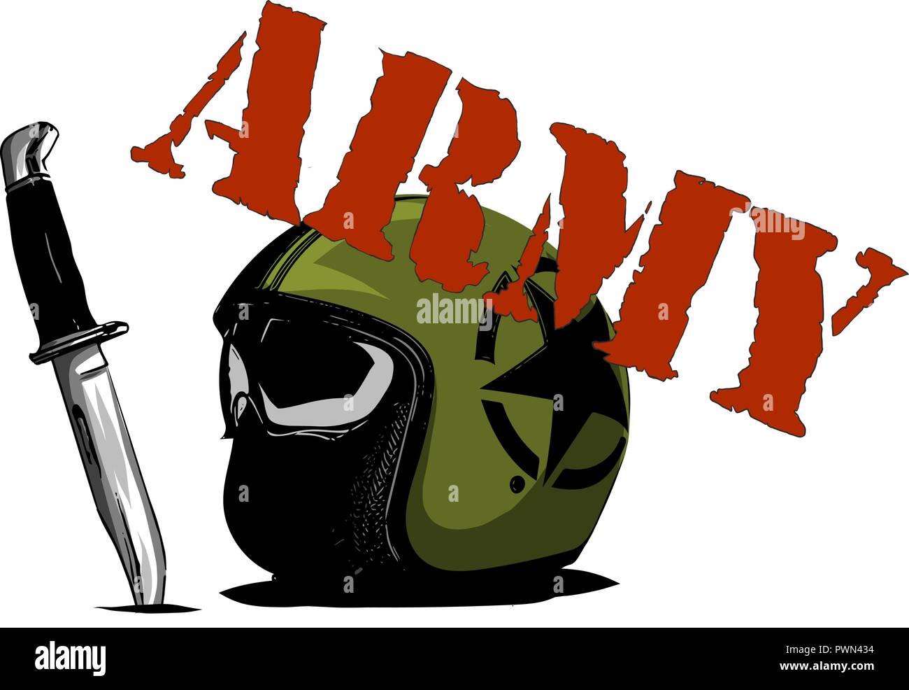 Vettore casco verde con strisce su sfondo bianco Illustrazione Vettoriale