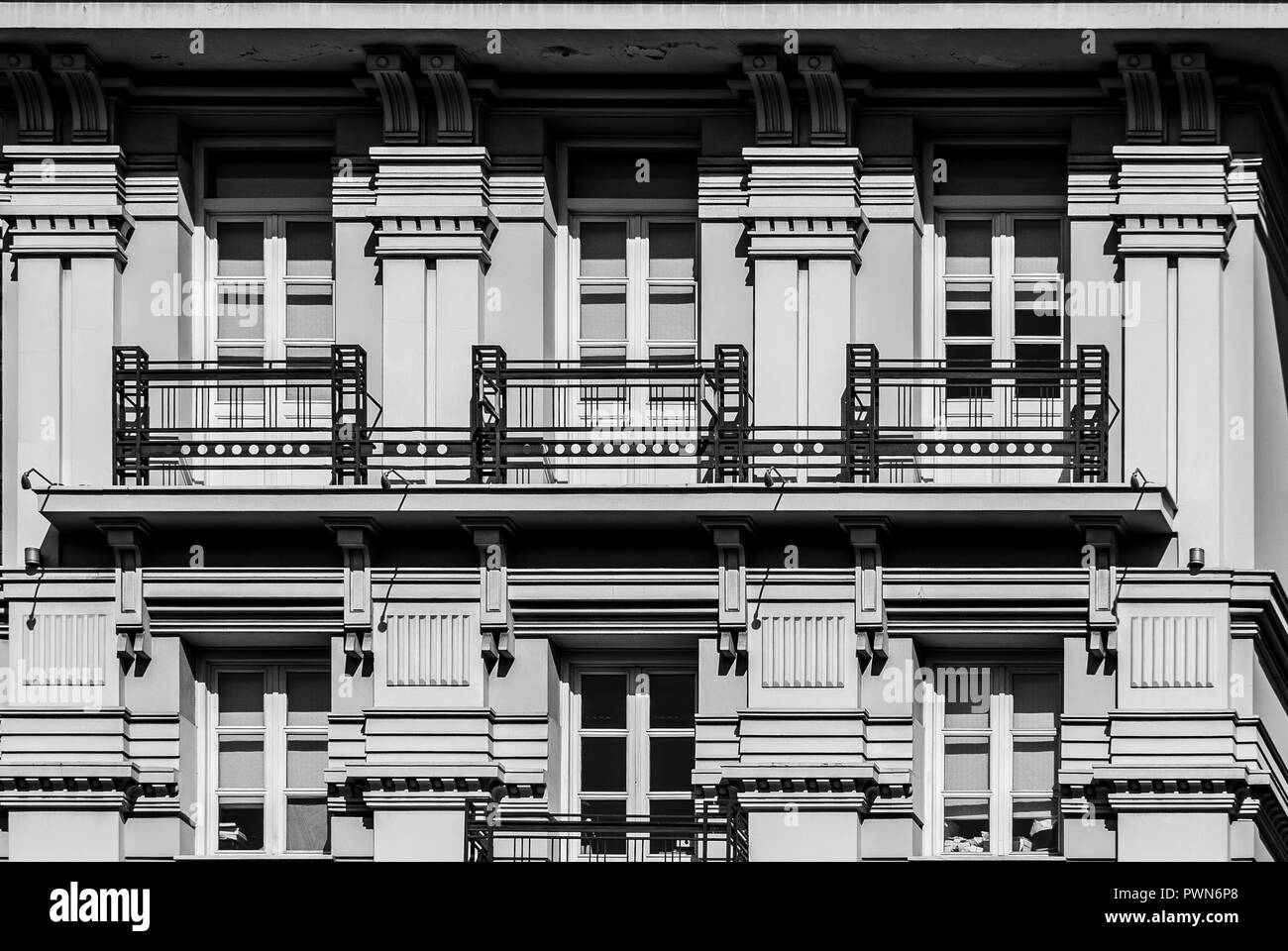 Bellezza architettonica della fotografia in bianco e nero, Atene Grecia Foto Stock