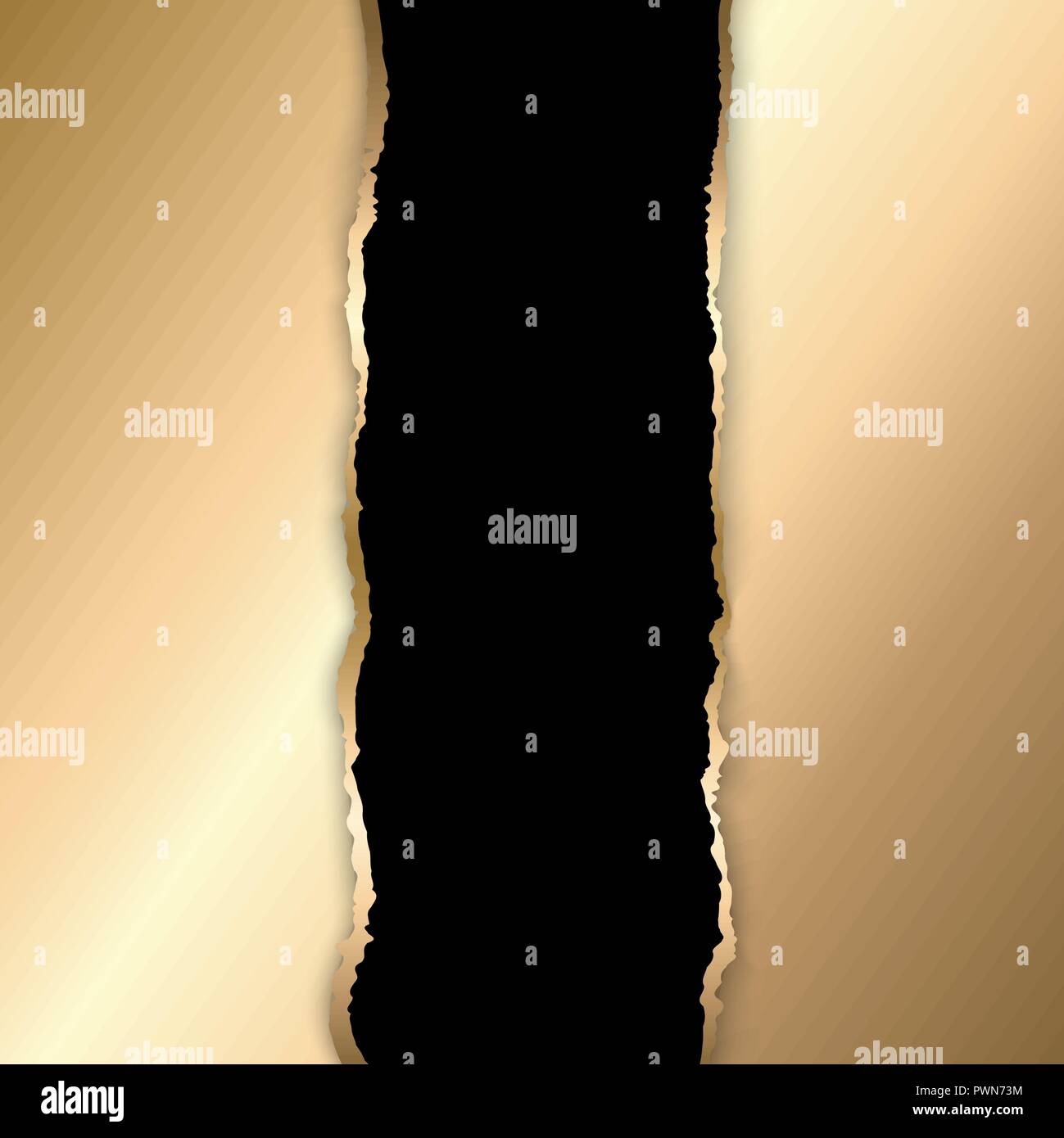 Oro e nero carta strappata. Sfondo del modello Illustrazione Vettoriale