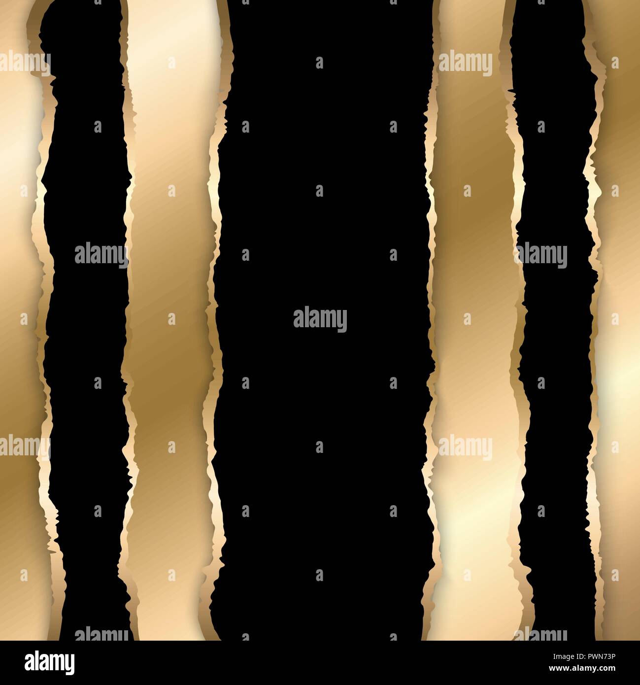 Oro e nero carta strappata. Sfondo del modello Illustrazione Vettoriale