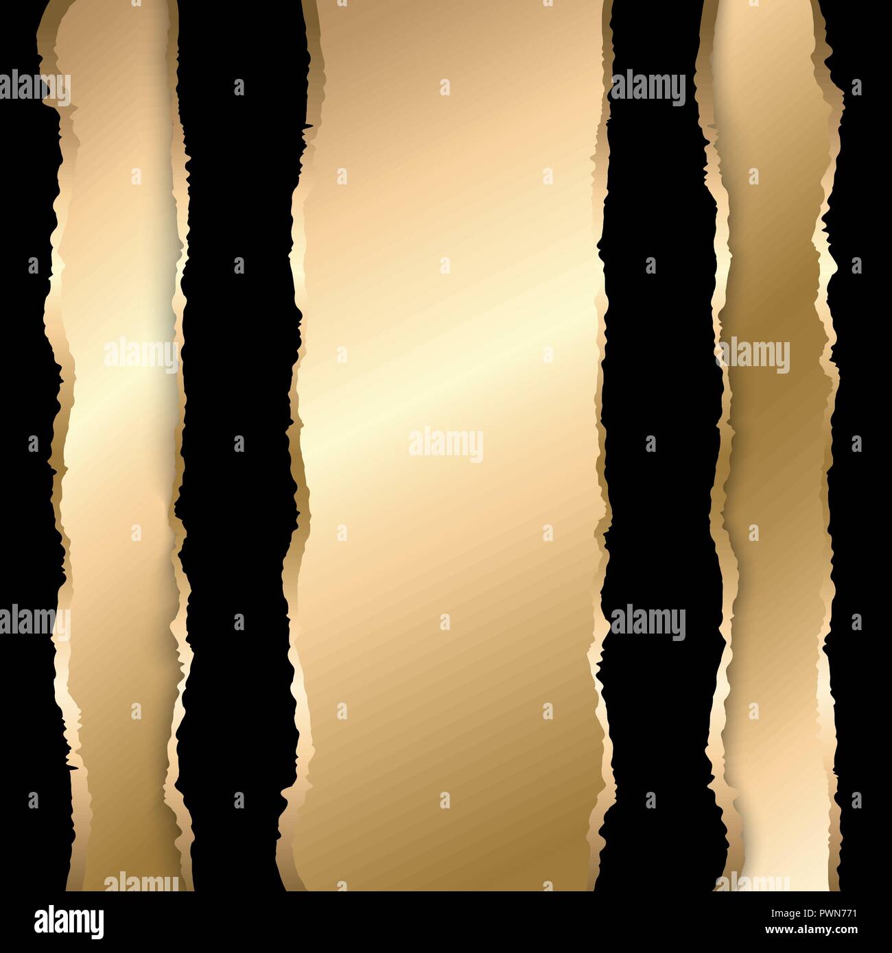 Oro e nero carta strappata. Sfondo del modello Illustrazione Vettoriale