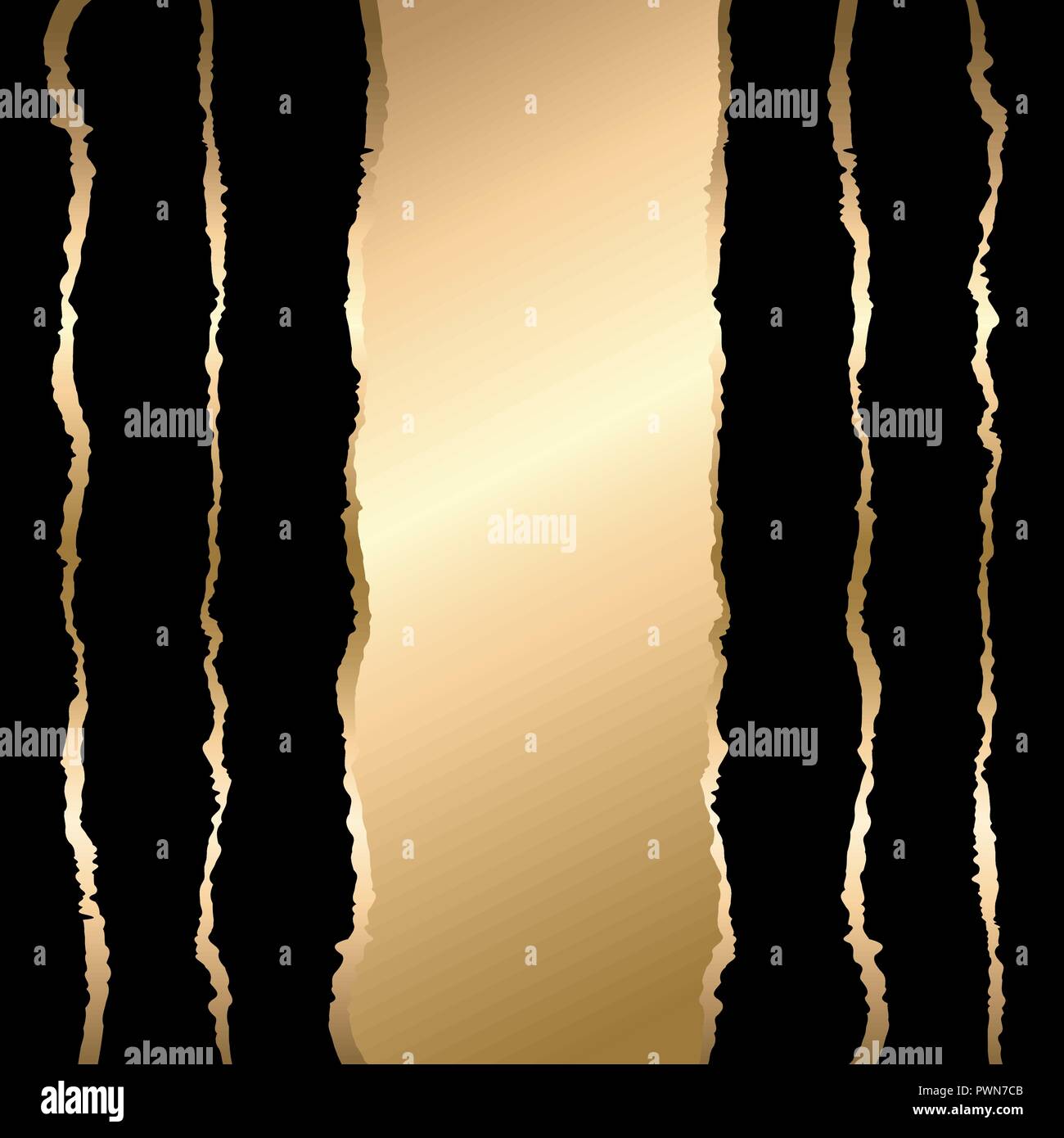 Oro e nero carta strappata. Sfondo del modello Illustrazione Vettoriale