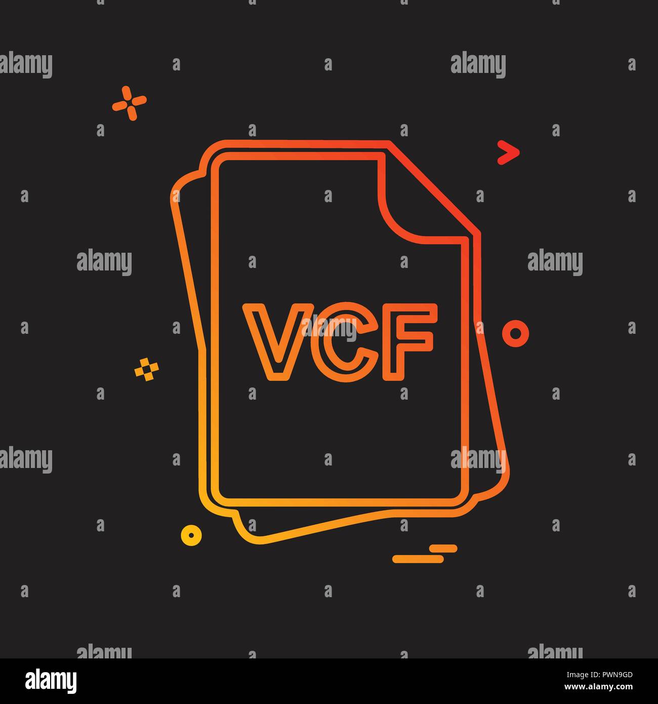 File VCF icona tipo di vettore di design Illustrazione Vettoriale