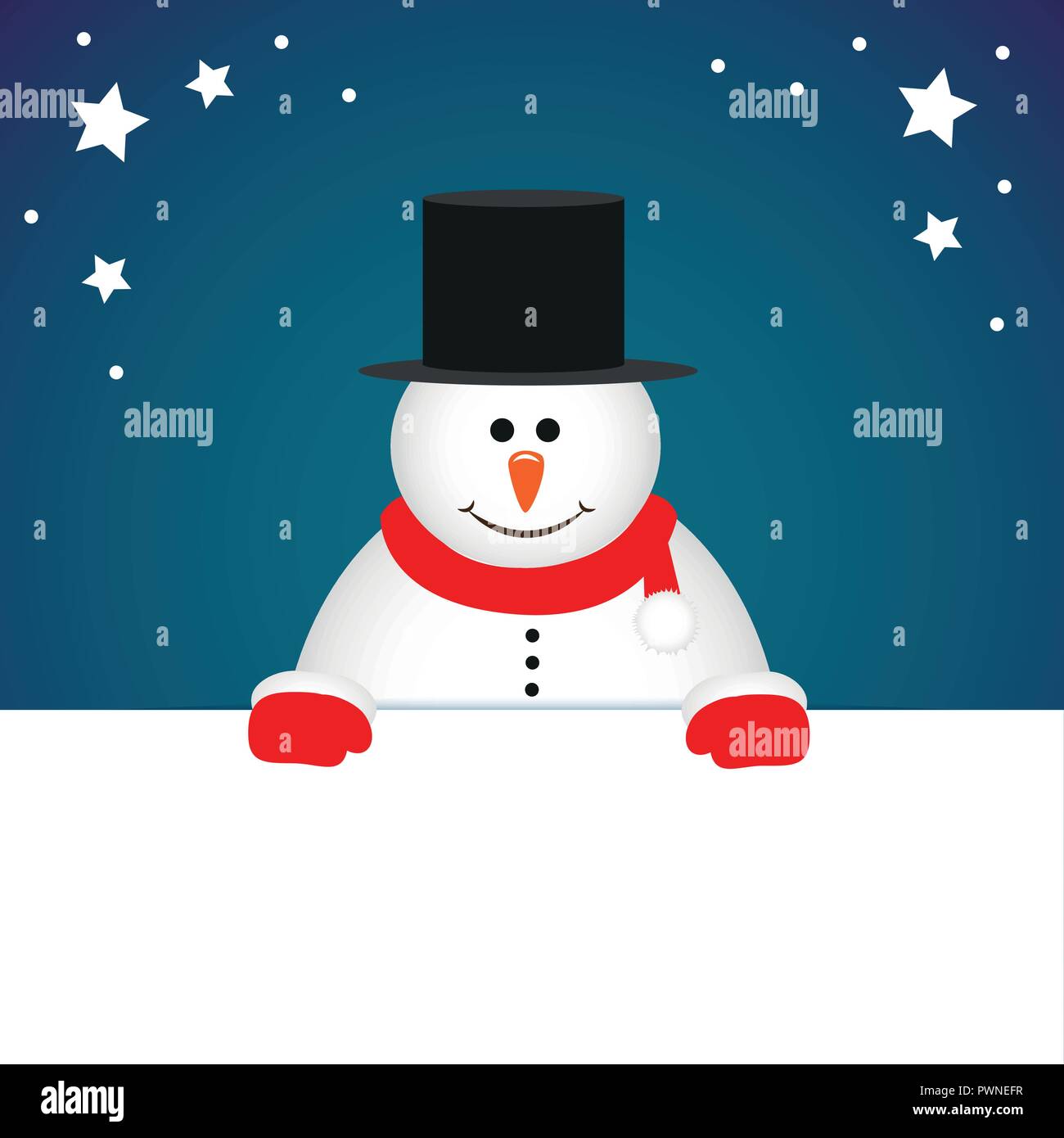 Carino pupazzo di neve cartoon cartolina di Natale illustrazione vettoriale EPS10 Illustrazione Vettoriale
