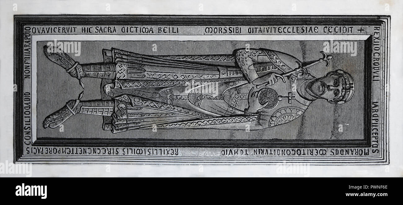 Rodolfo di Rheinfelden (1025-1080). Il duca di Svevia. Incisione di germanio, 1882. Estratto dal graveslab, Merseburg Cattedrale. Foto Stock