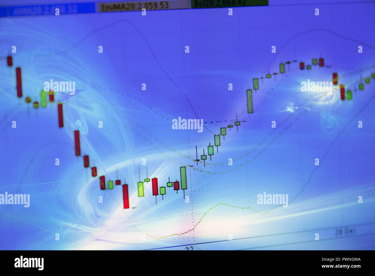 Le imprese di sfondo grafico del mercato azionario sullo schermo del computer Foto Stock