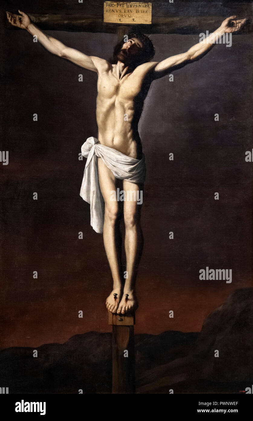 Cristo crocifisso da Francisco de Zurbarán (1598-1664), olio su tela, c.1655 Foto Stock