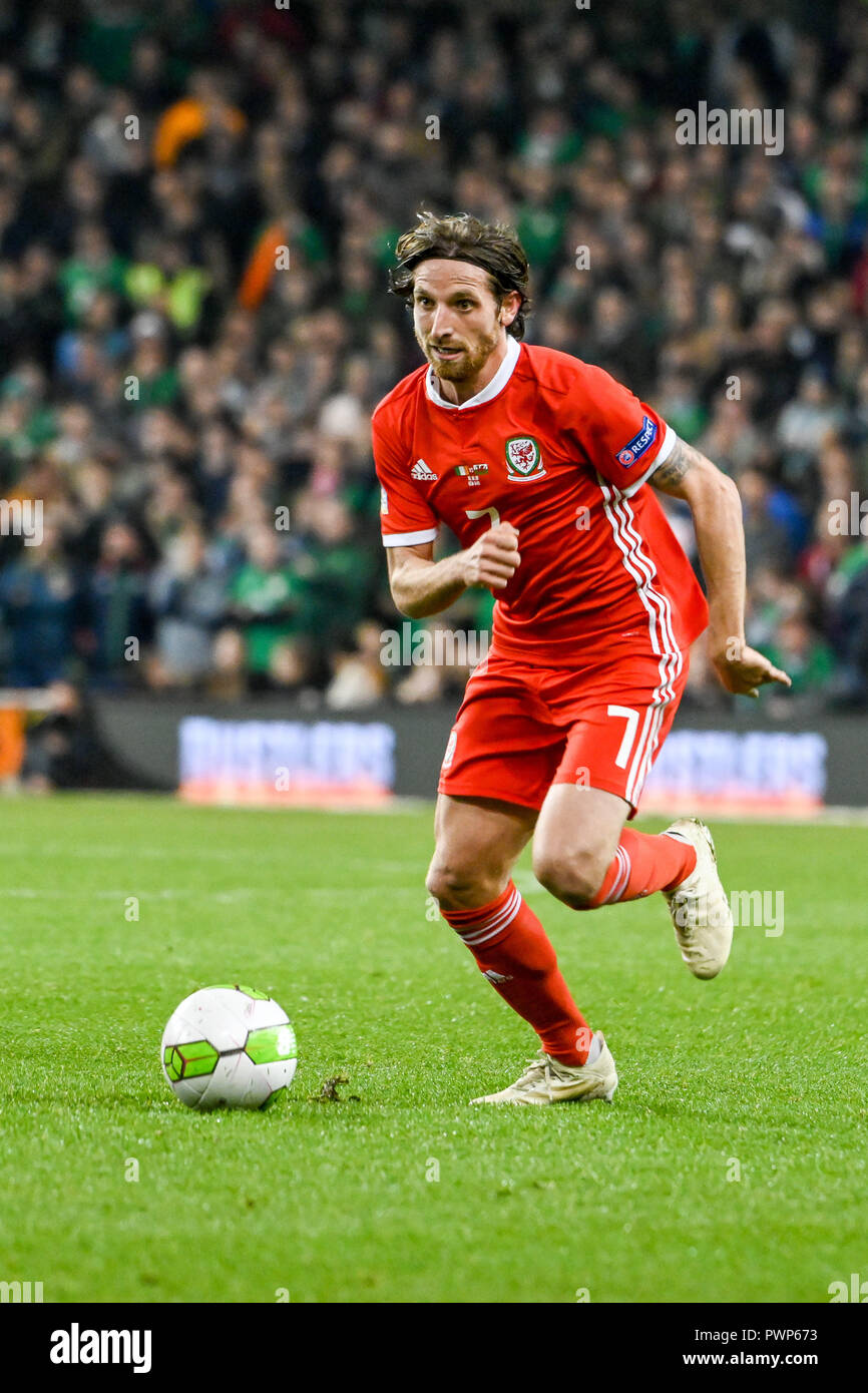 Dublino, Dublino, Irlanda. Xvi oct, 2018. Joe Allen visto in azione durante il rep di Irlanda vs Galles nazioni UEFA League match all'Aviva Stadium.punteggio finale Irlanda 0-1 Galles Credit: Ben Ryan SOPA/images/ZUMA filo/Alamy Live News Foto Stock