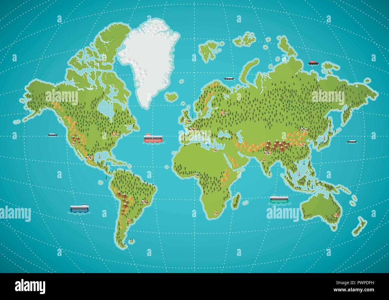 Il mondo colorato mappa illustrazione vettoriale per il tuo design Illustrazione Vettoriale