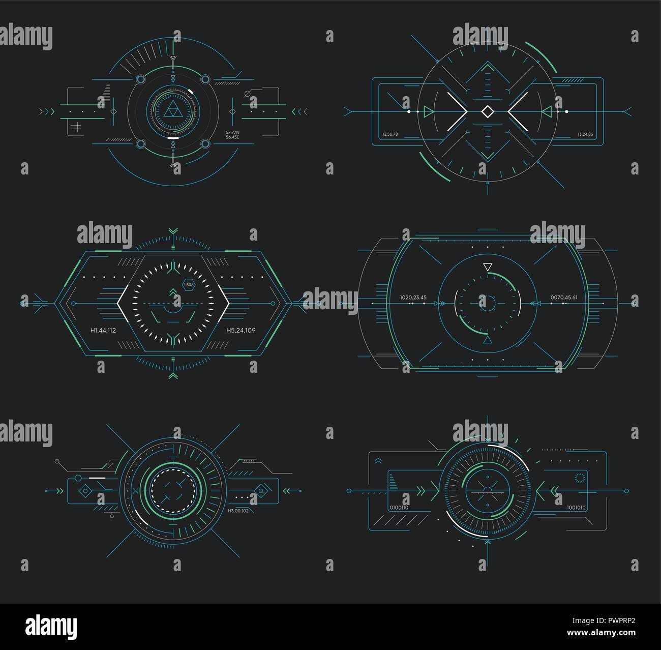 Futuristico di controllo di visualizzazione, il pannello di navigazione gli elementi HUD modello per il tuo design Illustrazione Vettoriale
