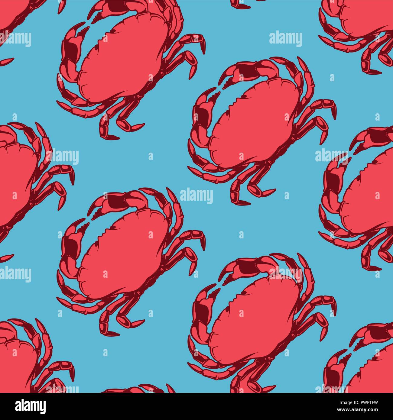 Frutti di mare seamless pattern con il granchio rosso, illustrazione vettoriale modello per il tuo design Illustrazione Vettoriale