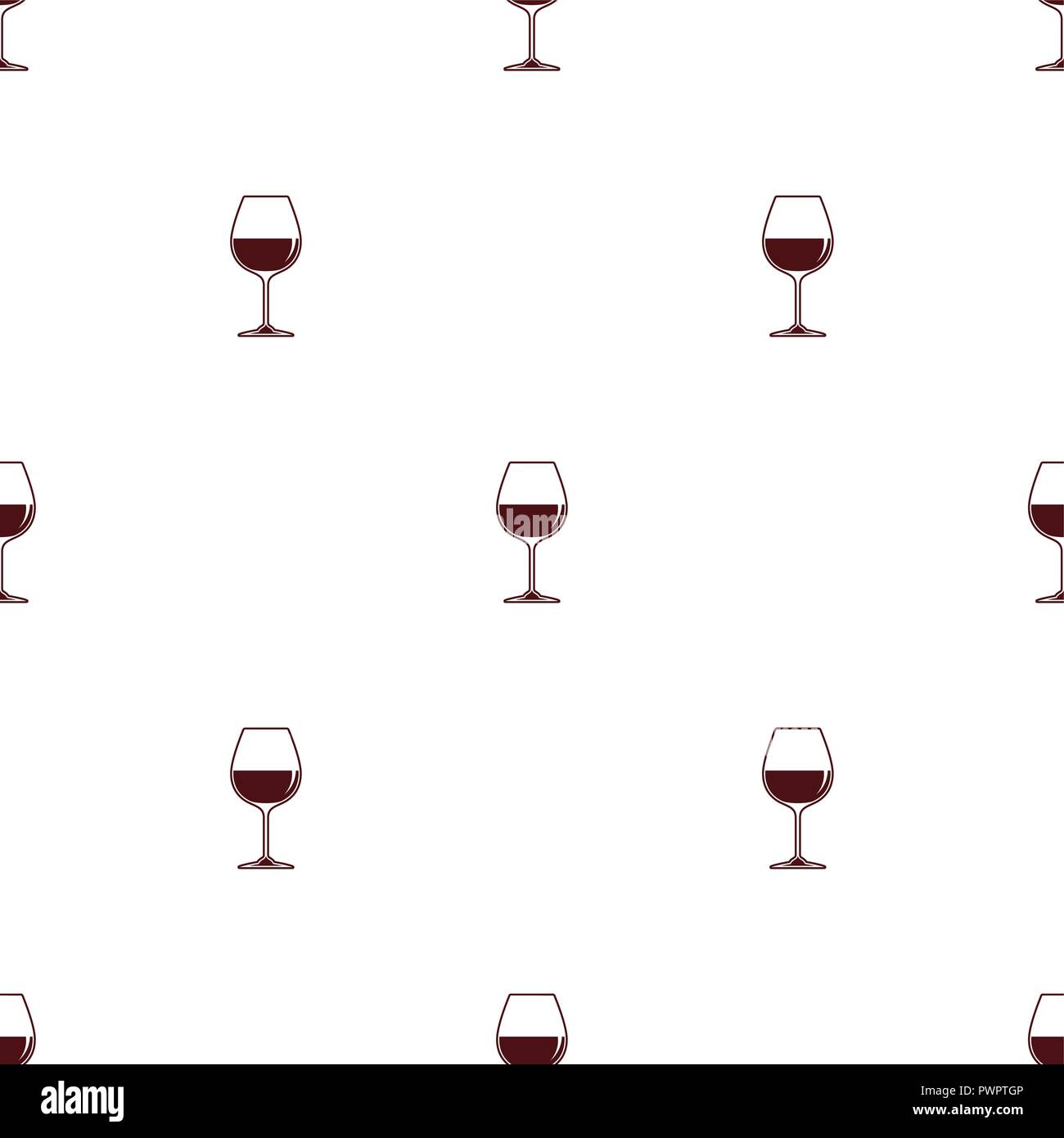 Modello senza giunture vettore sfondo minimalista con wineglass vino rosso modello per il tuo design Illustrazione Vettoriale