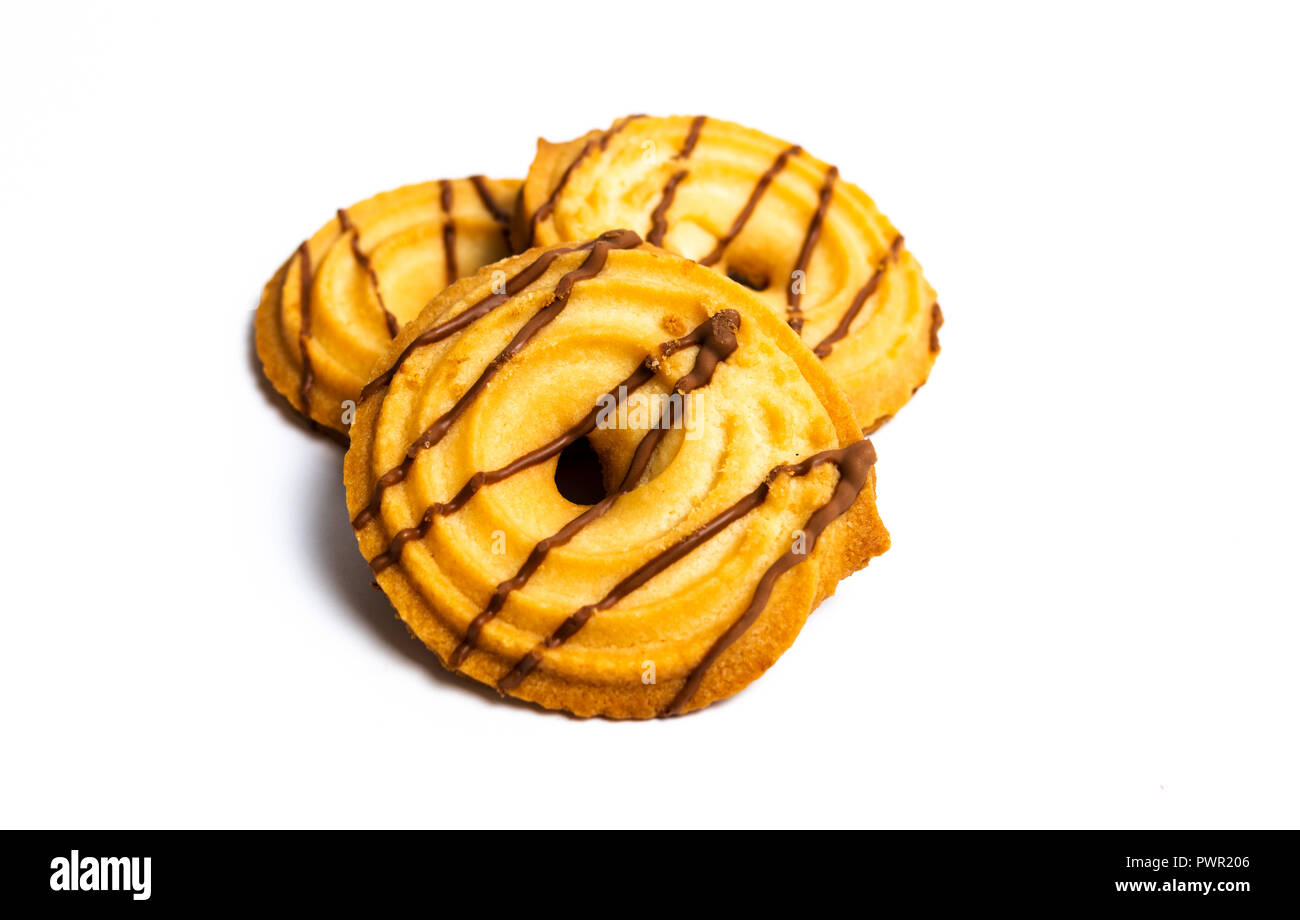 Biscotti con cacao topping sul tavolo rustico Foto Stock