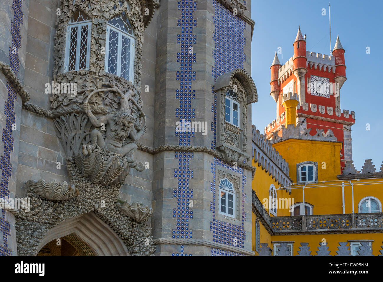 La pena Palace vicino a Sintra, Portogallo, Europa Foto Stock