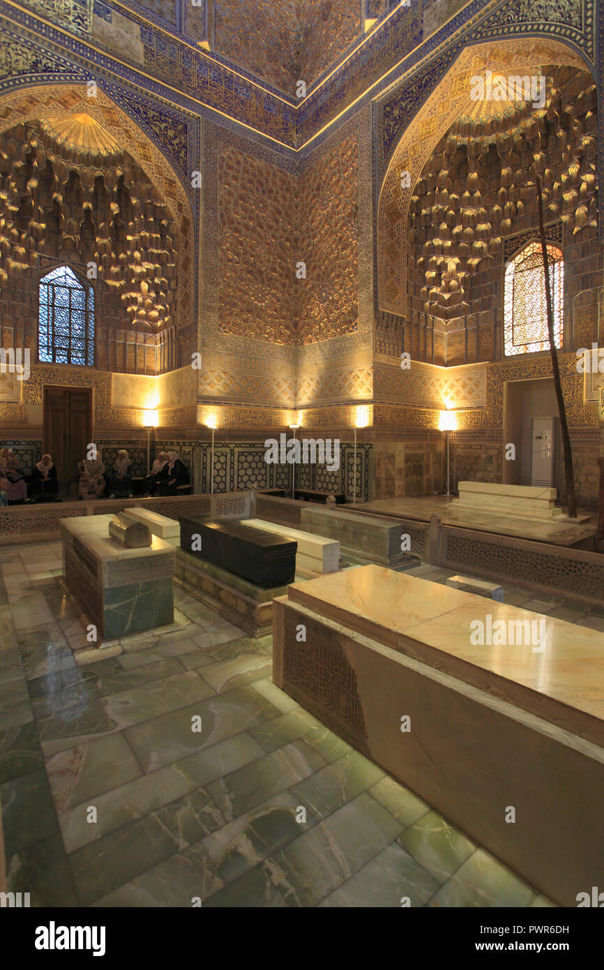 Uzbekistan, Samarcanda, Gur-e-Amir, Guri Amir, Mausoleo di, Tamerlane, Timur, interna Foto Stock