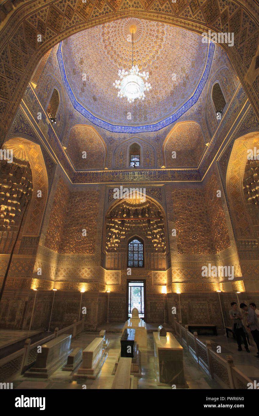 Uzbekistan, Samarcanda, Gur-e-Amir, Guri Amir, Mausoleo di, Tamerlane, Timur, interna Foto Stock