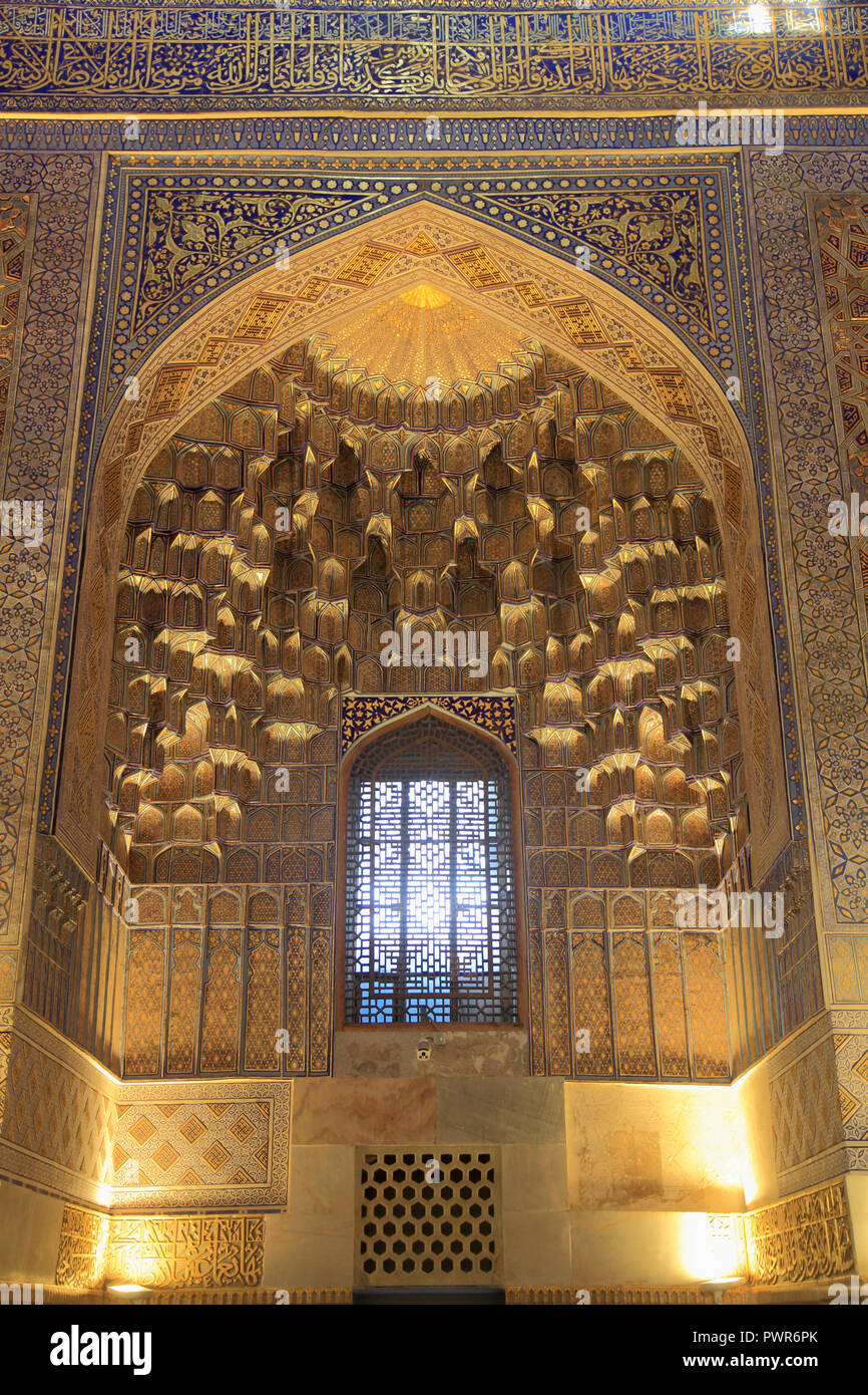 Uzbekistan, Samarcanda, Gur-e-Amir, Guri Amir, Mausoleo di, Tamerlane, Timur, interna Foto Stock