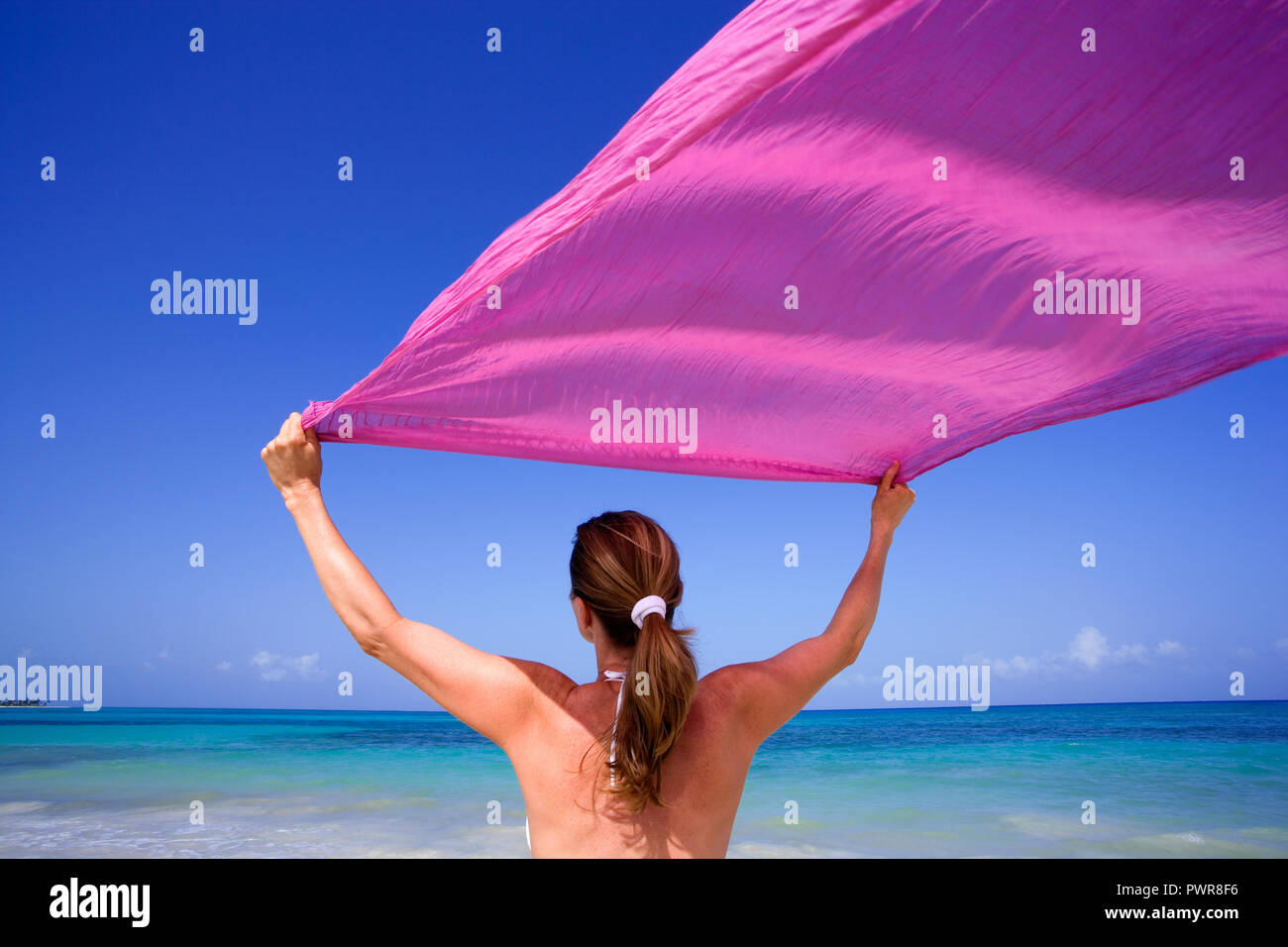 Donna relax sulla spiaggia in Messico Foto Stock