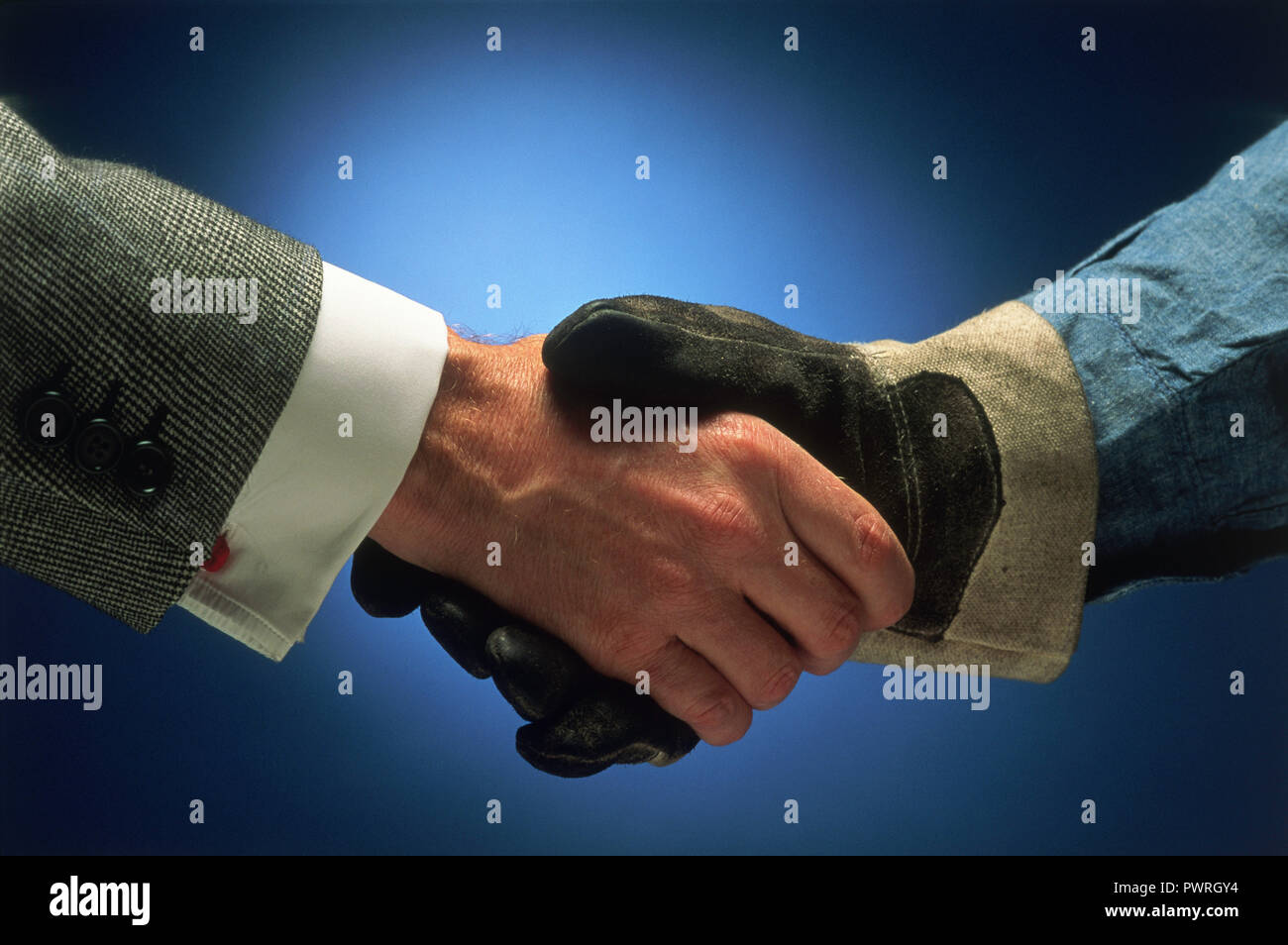 Gestione e lavoro accordo di handshake, STATI UNITI D'AMERICA Foto Stock