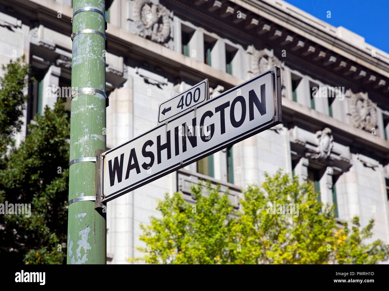 Washington Street sign in San Francisco California Foto Stock