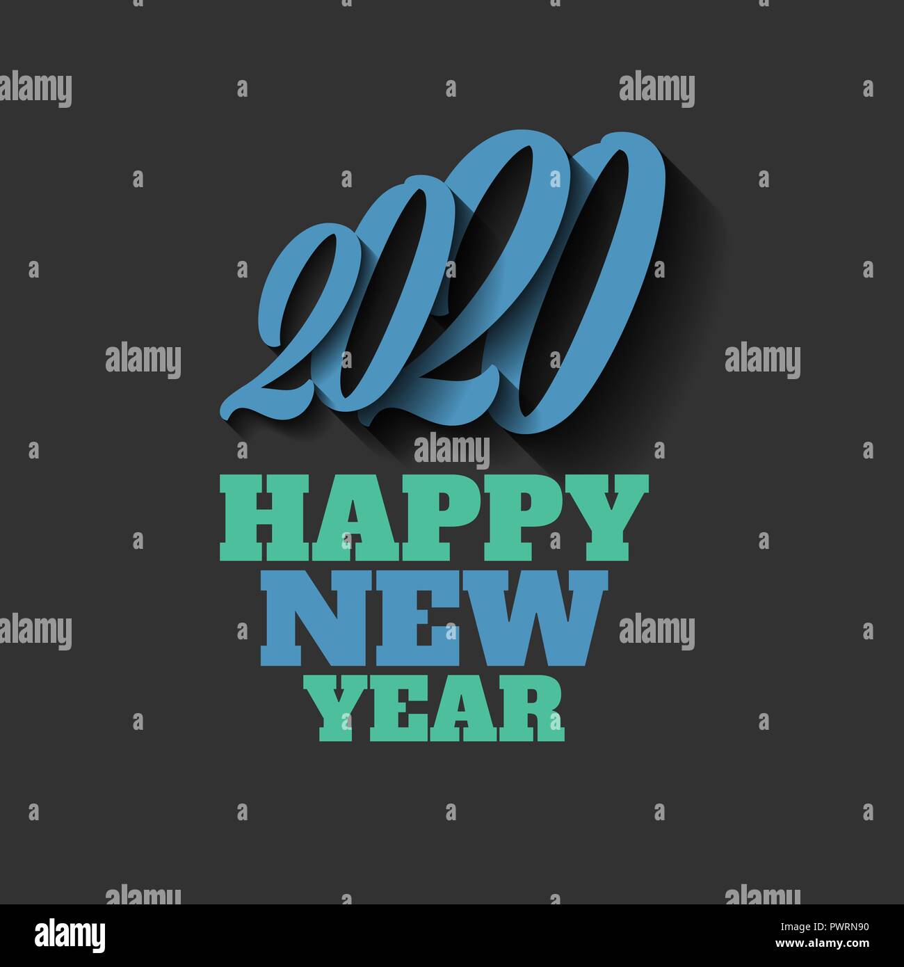 Felice Anno Nuovo 2020 segno del vettore su sfondo nero Illustrazione Vettoriale