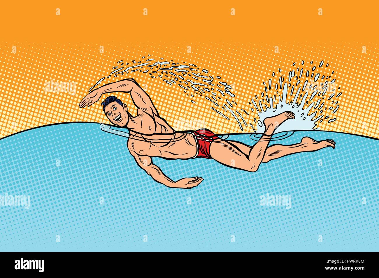 L'uomo nuotatore nuota Illustrazione Vettoriale