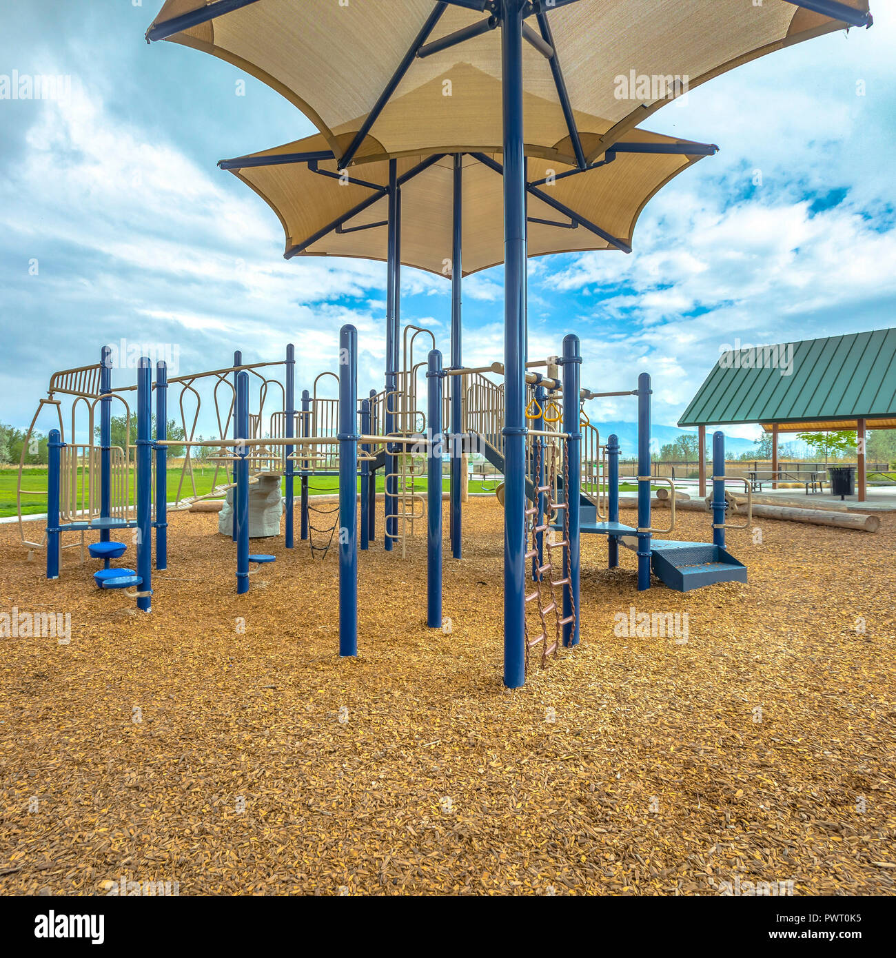Blu parco giochi per i bambini in Lehi Utah Foto Stock