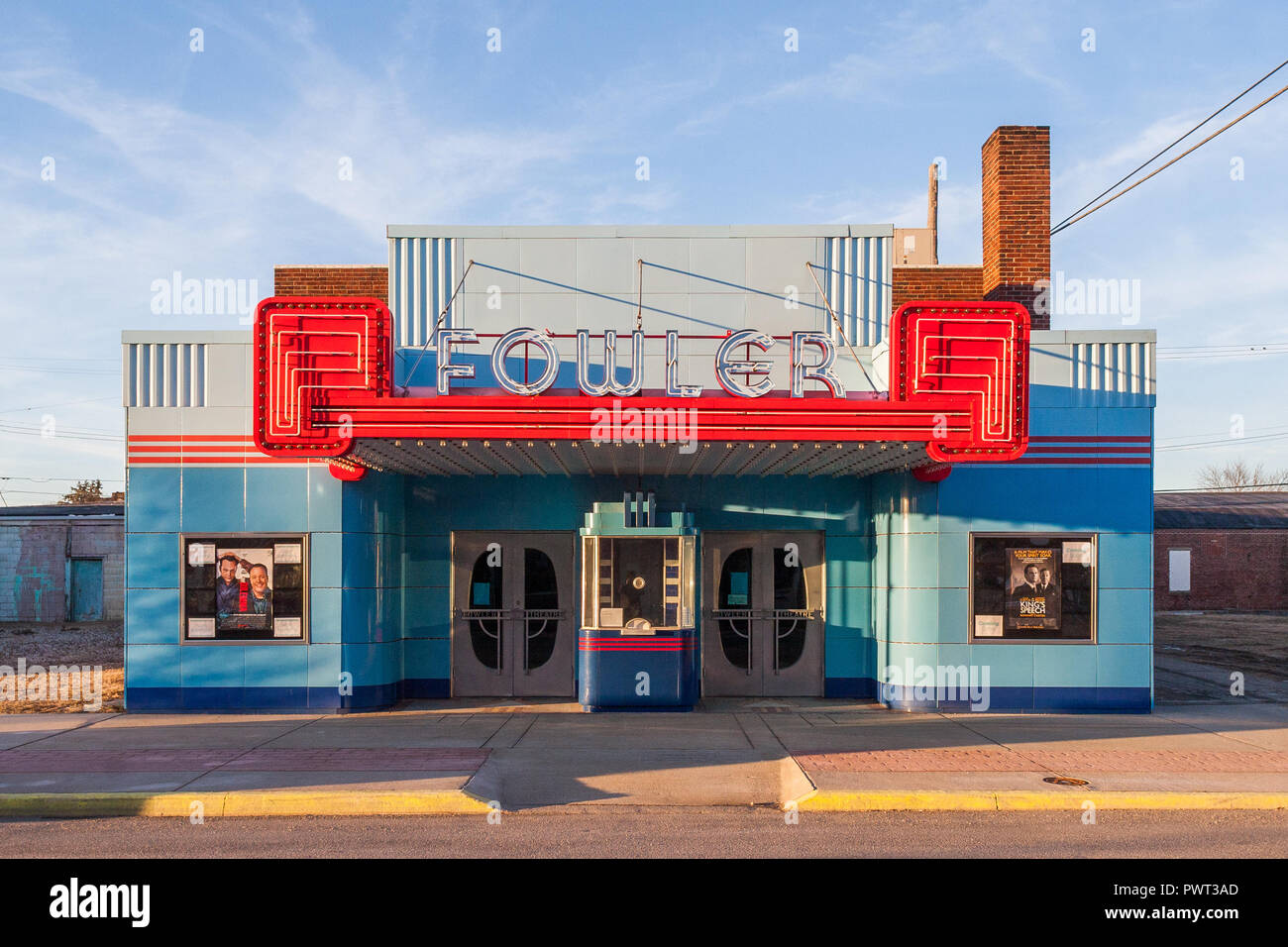 Fowler Theatre - art deco movie theater in piccole città indiana Foto Stock