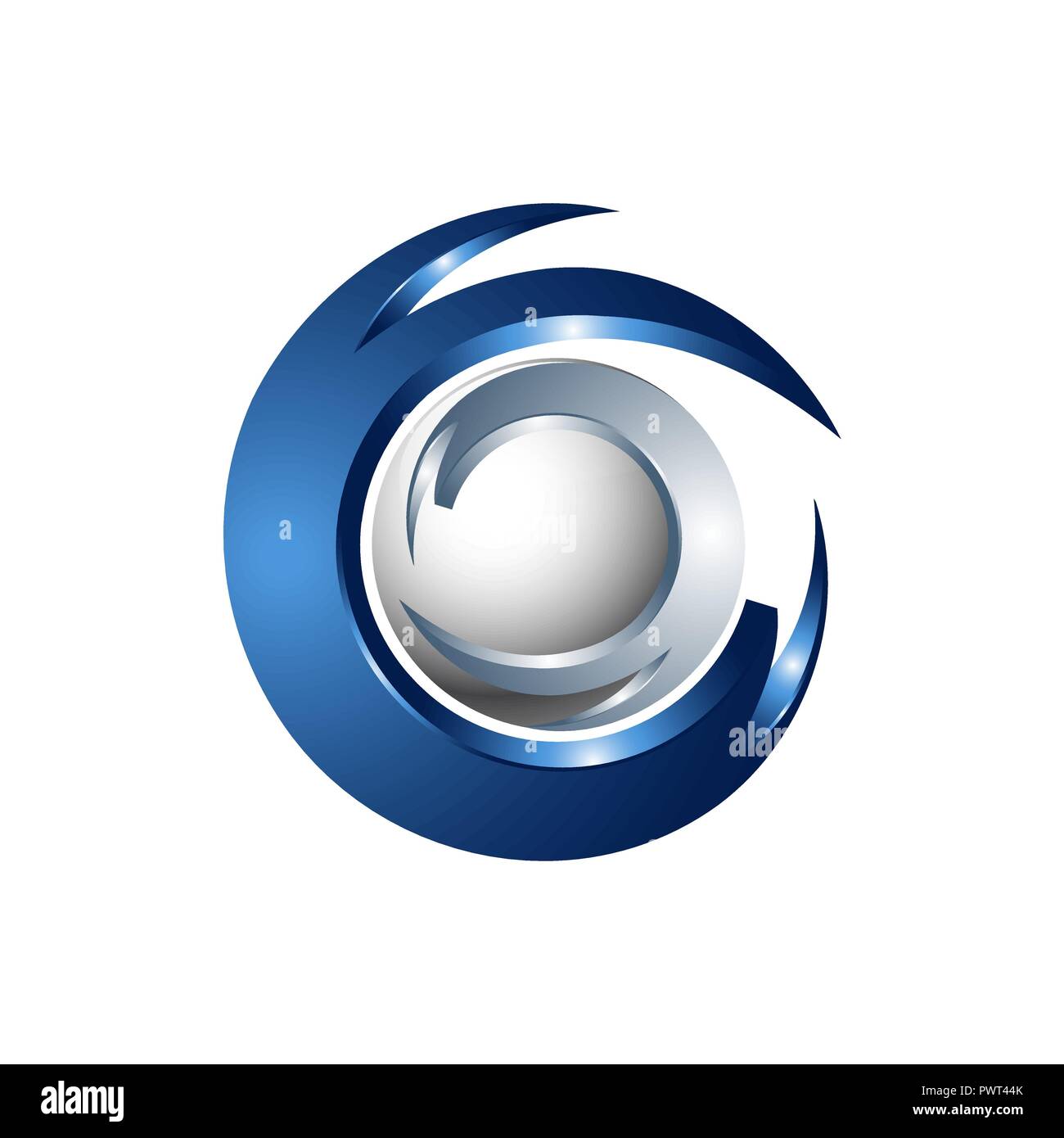 3D Global Tecnologia Scienza Gioco logotipo icona del concetto Illustrazione Vettoriale