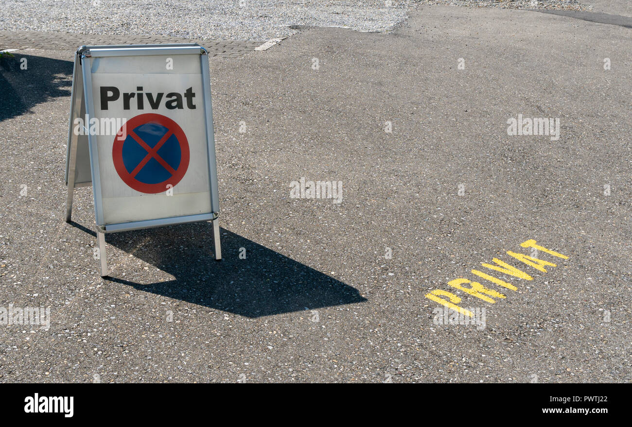 Immagine di simbolo, strada privata, ingresso con accesso privato, Svizzera Foto Stock