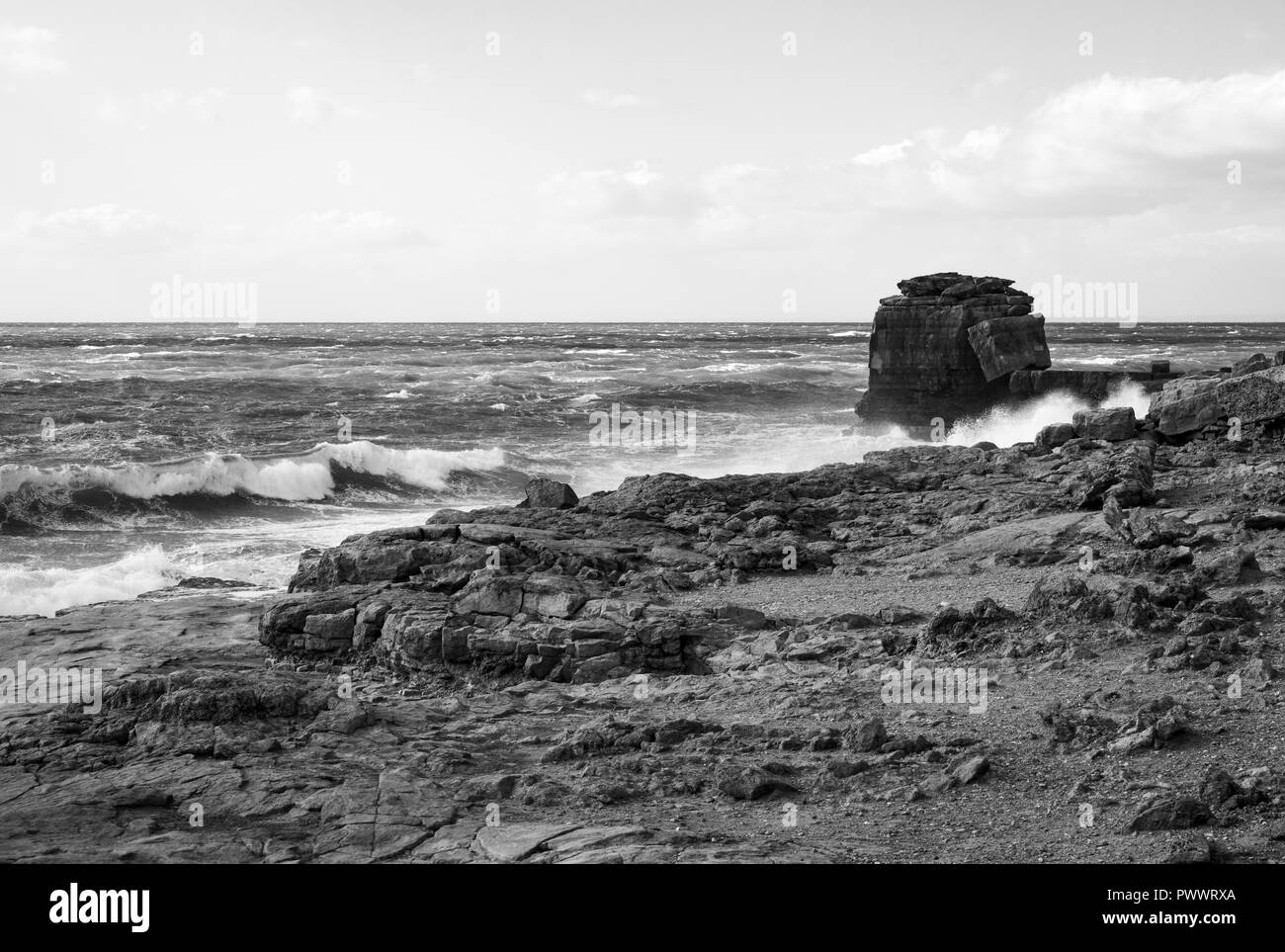 Pultpit rock e la trinità monumento Dorset Portland bill Foto Stock