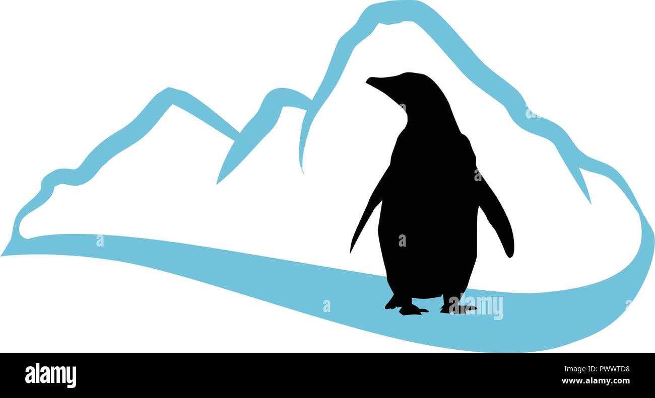 Penguin e freddo inverno montagna Illustrazione Vettoriale