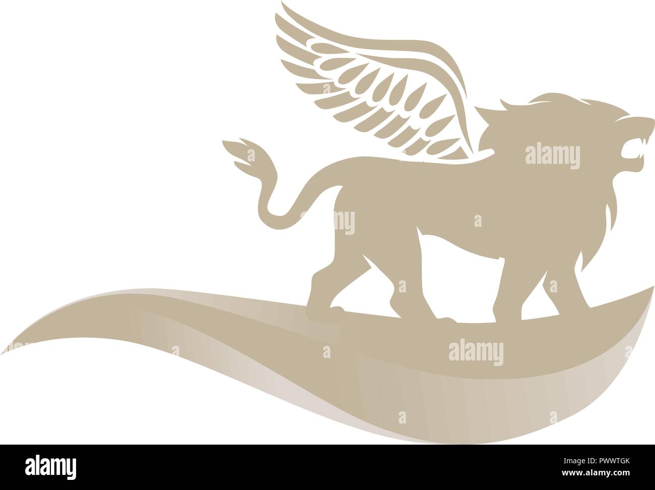 Dune gold lion con ali, l'icona del logo Illustrazione Vettoriale