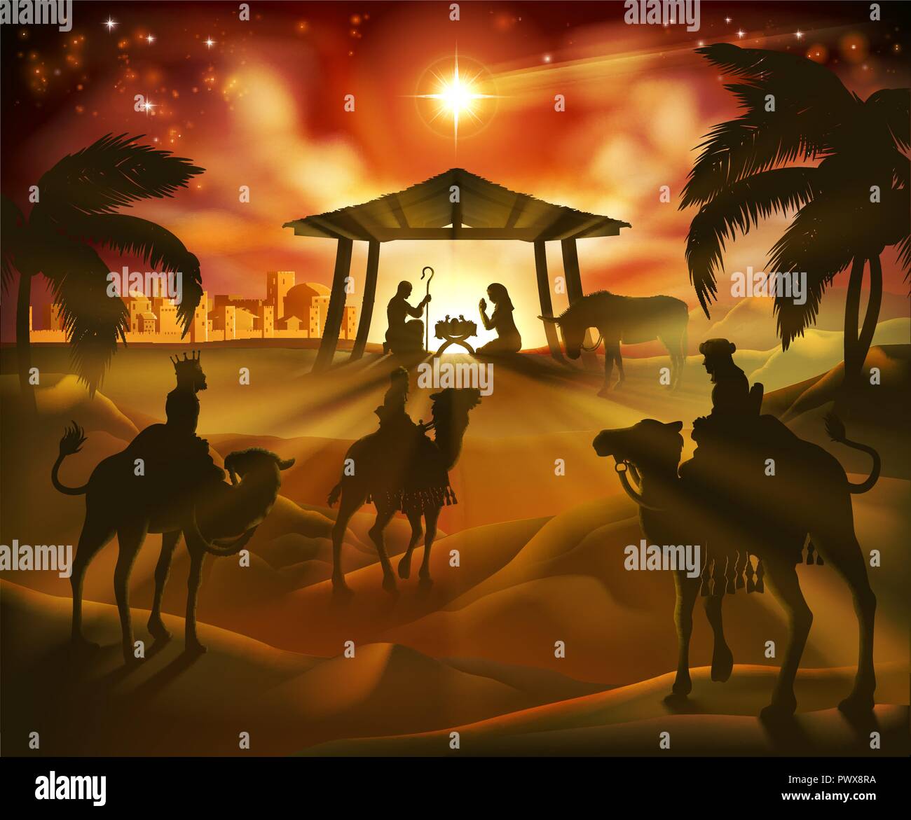 Natività Scena di Natale Illustrazione Vettoriale