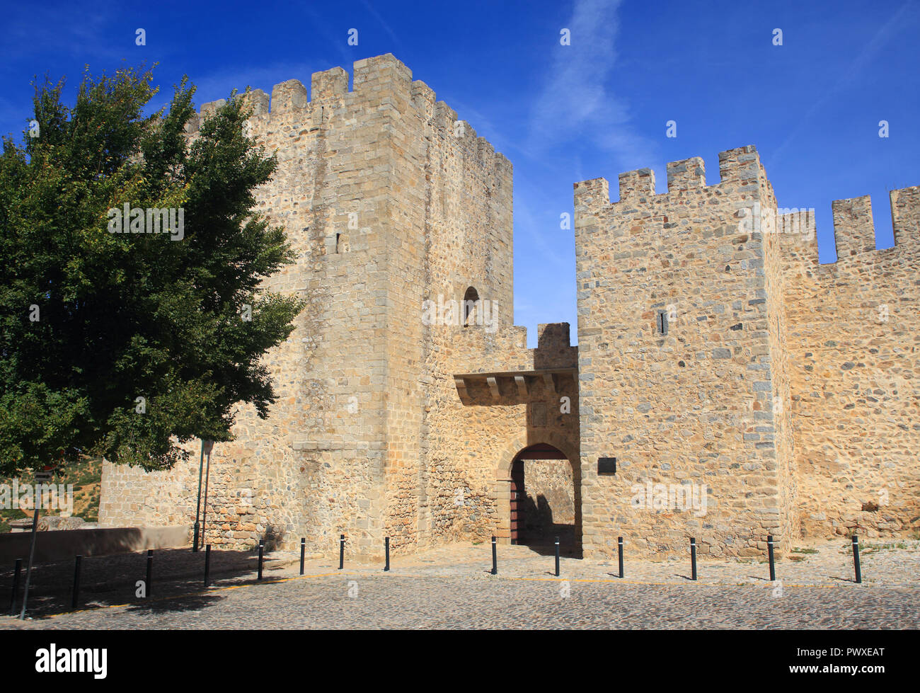 Il Portogallo, regione Alentejo, Elvas Castello.La guarnigione città di confine di Elvas e le sue fortificazioni è un sito Patrimonio Mondiale dell'UNESCO. Foto Stock