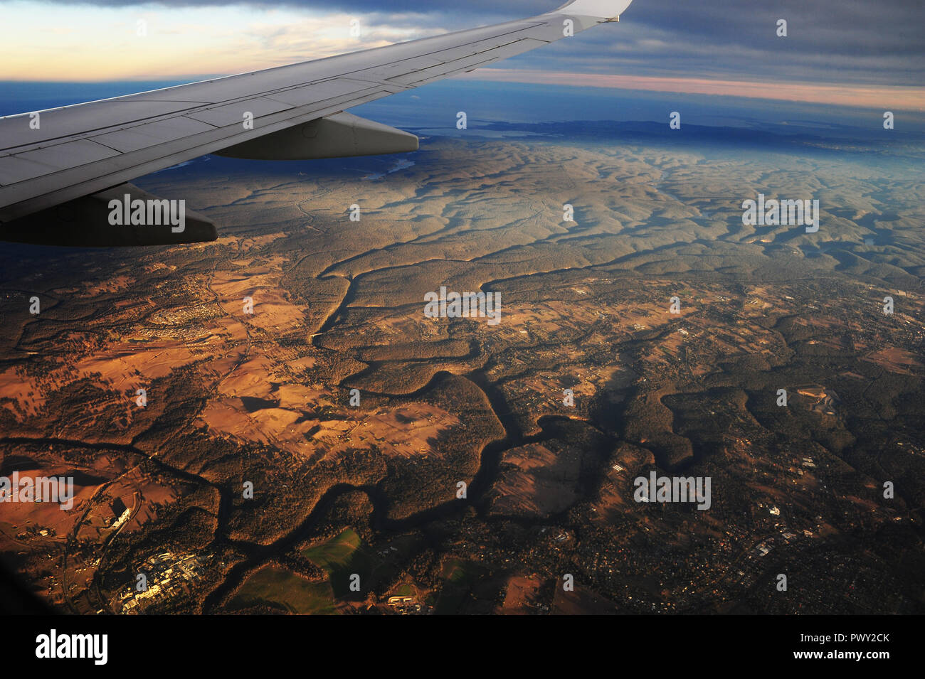 Australien. Xvi Apr, 2018. Vista di un paesaggio a ovest di Sydney da un aeroplano, presa su 16.04.2018 | Utilizzo di credito in tutto il mondo: dpa/Alamy Live News Foto Stock