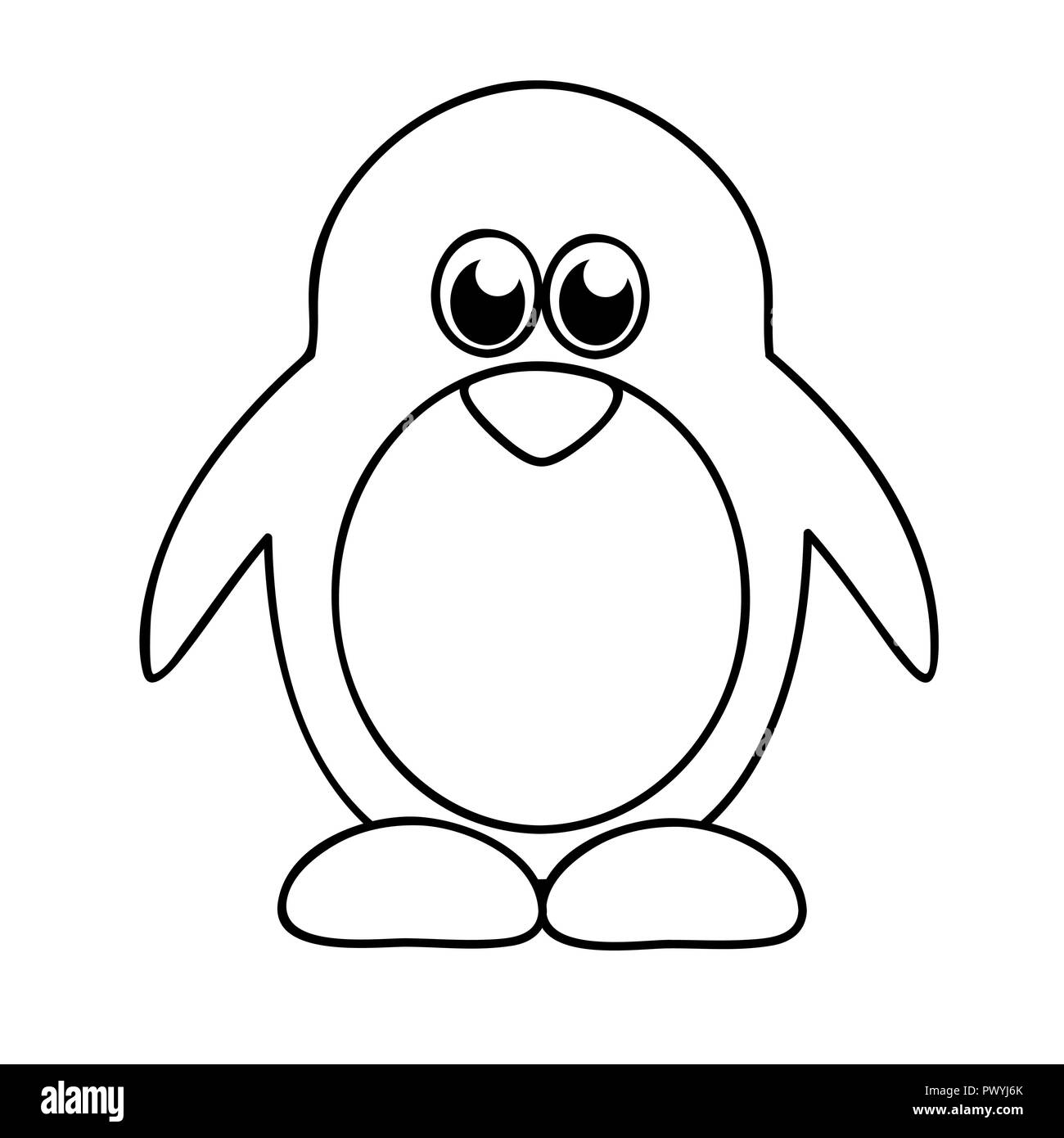 Attraente pinguino semplice pittogramma icona profilo illustrazione vettoriale Illustrazione Vettoriale