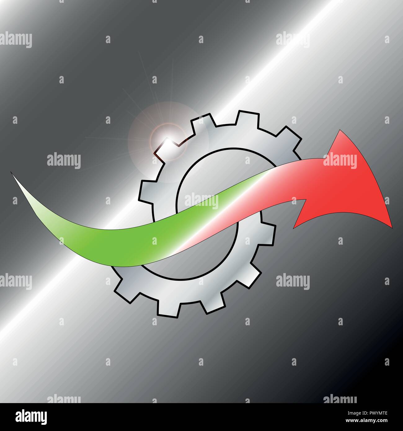 Ingranaggio del logo con freccia italiano - Vettore Illustrazione Vettoriale