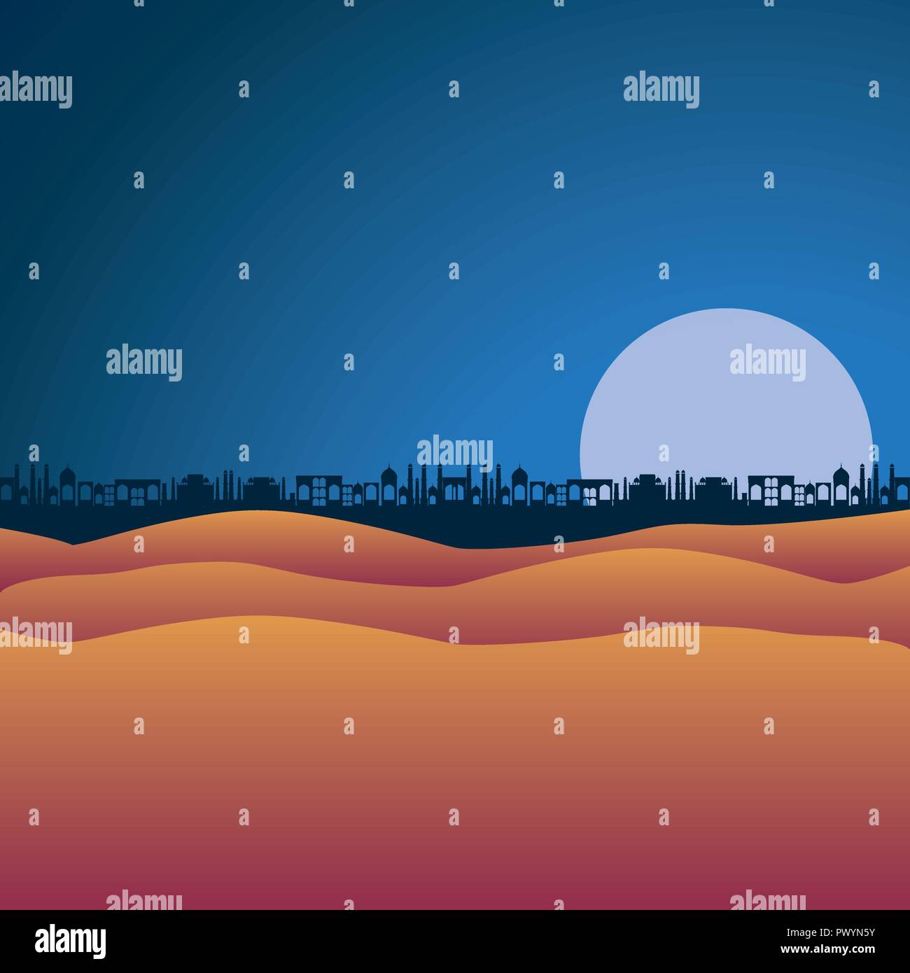 Notte nel deserto mangiatoia sfondo della scena Immagine e Vettoriale -  Alamy